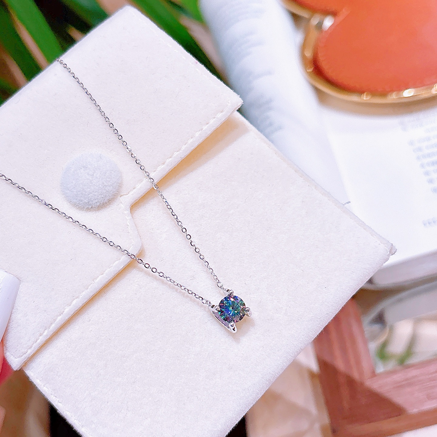 優しい純銀モアッサナイトネックレスシルバー 春節