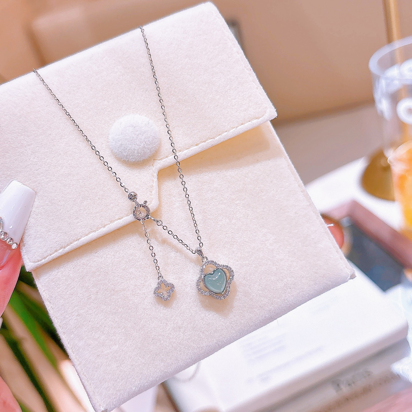 Solid Silver Jadeite Necklace Premium Date Night Gold