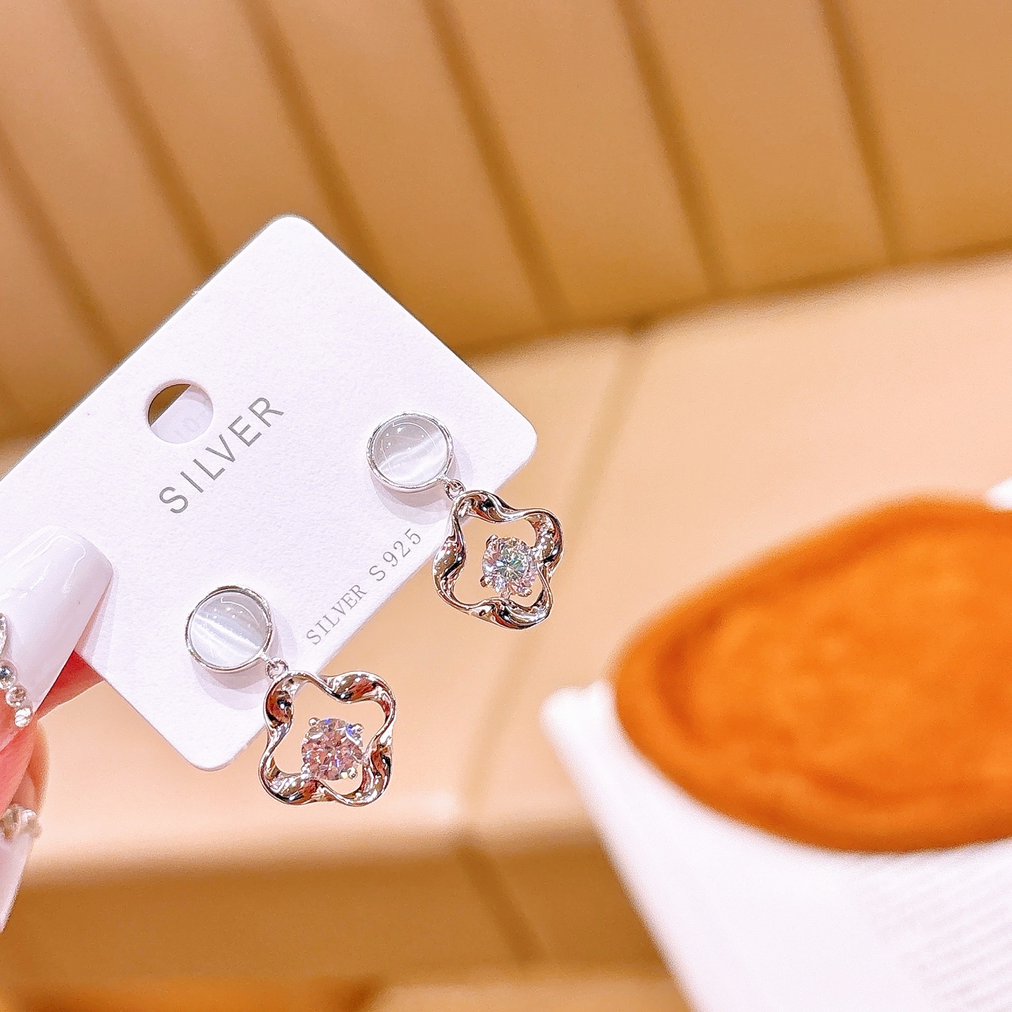 S925 Sterling Silver Earrings Playful Birthday Gold