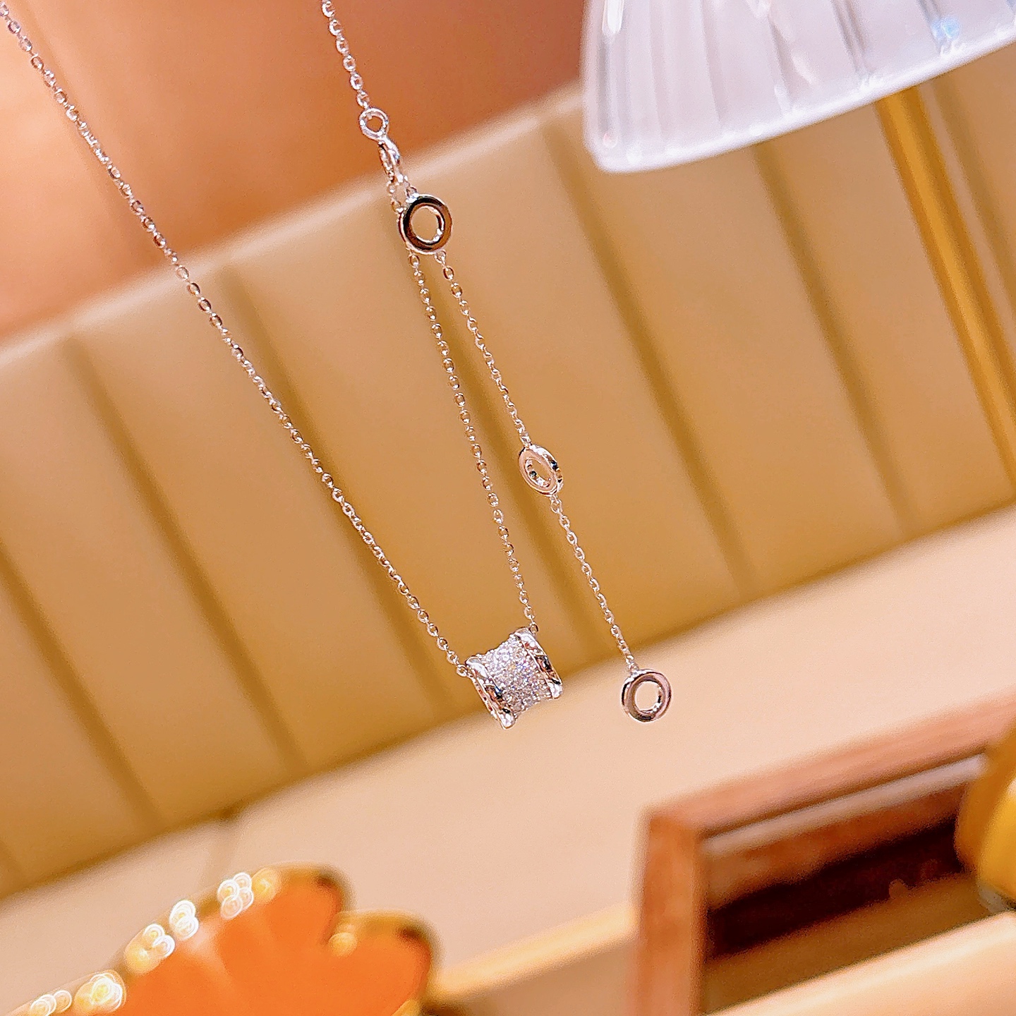 Hypoallergenic Silver Moissanite Necklace Girly Valentine's Day Gold