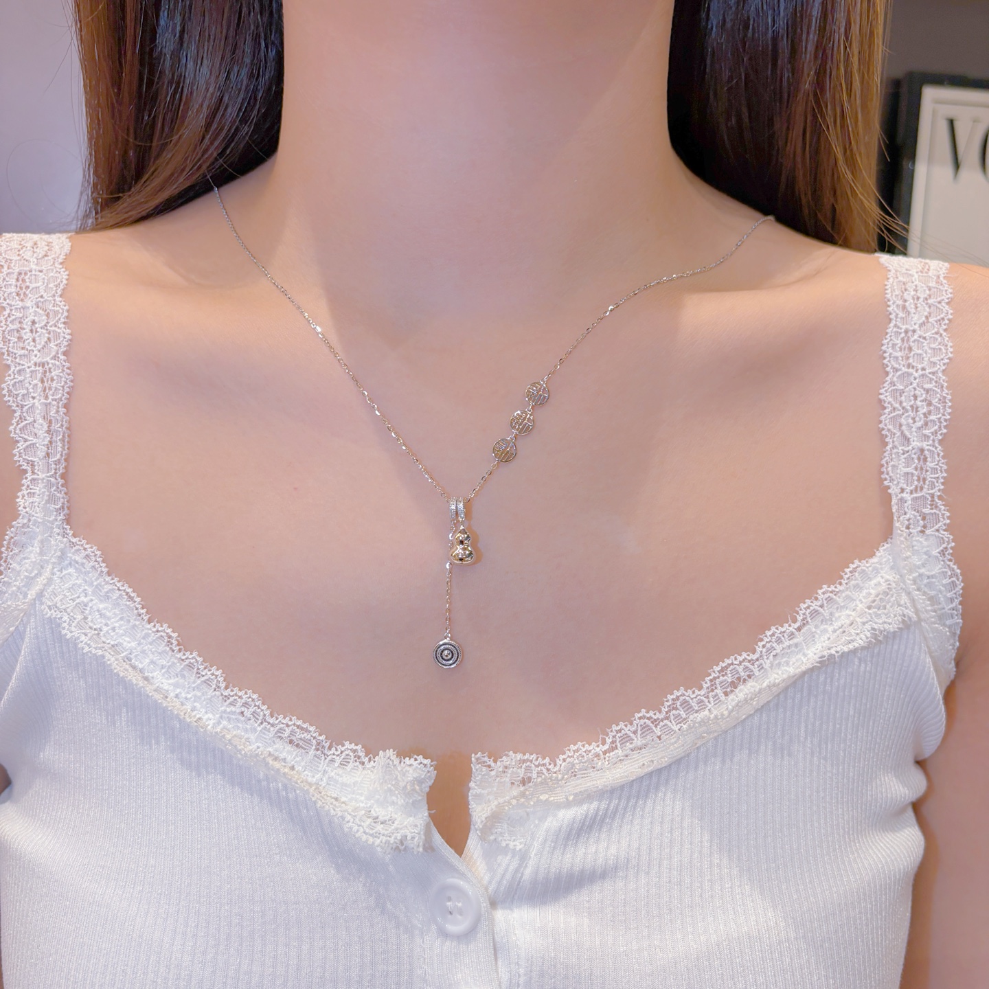 優しいニッケル無添加銀ネックレスゴールド 先生の日