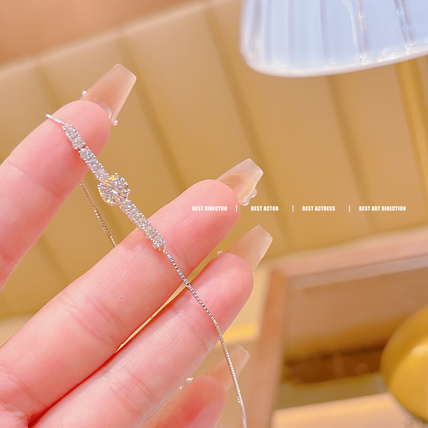 925 Silver Moissanite Bracelet Dainty Teacher's Day Silver