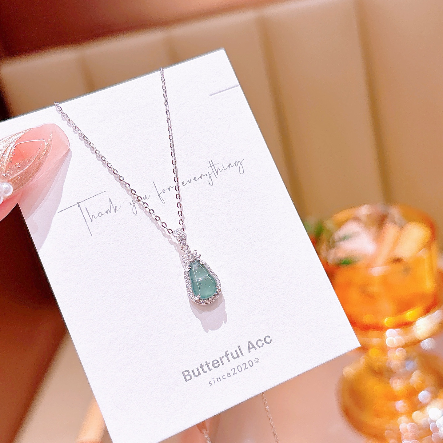 Solid Silver Jadeite Necklace Light Luxury Workplace Silver