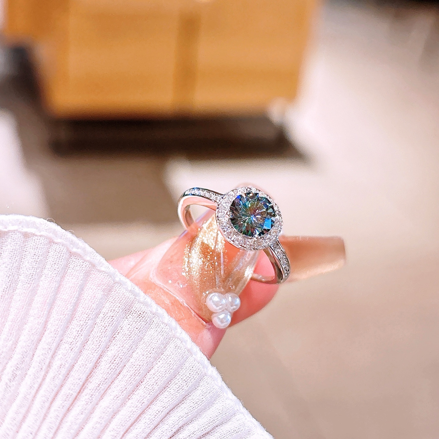 Solid Silver Moissanite Ring Vintage Annual Party Gold