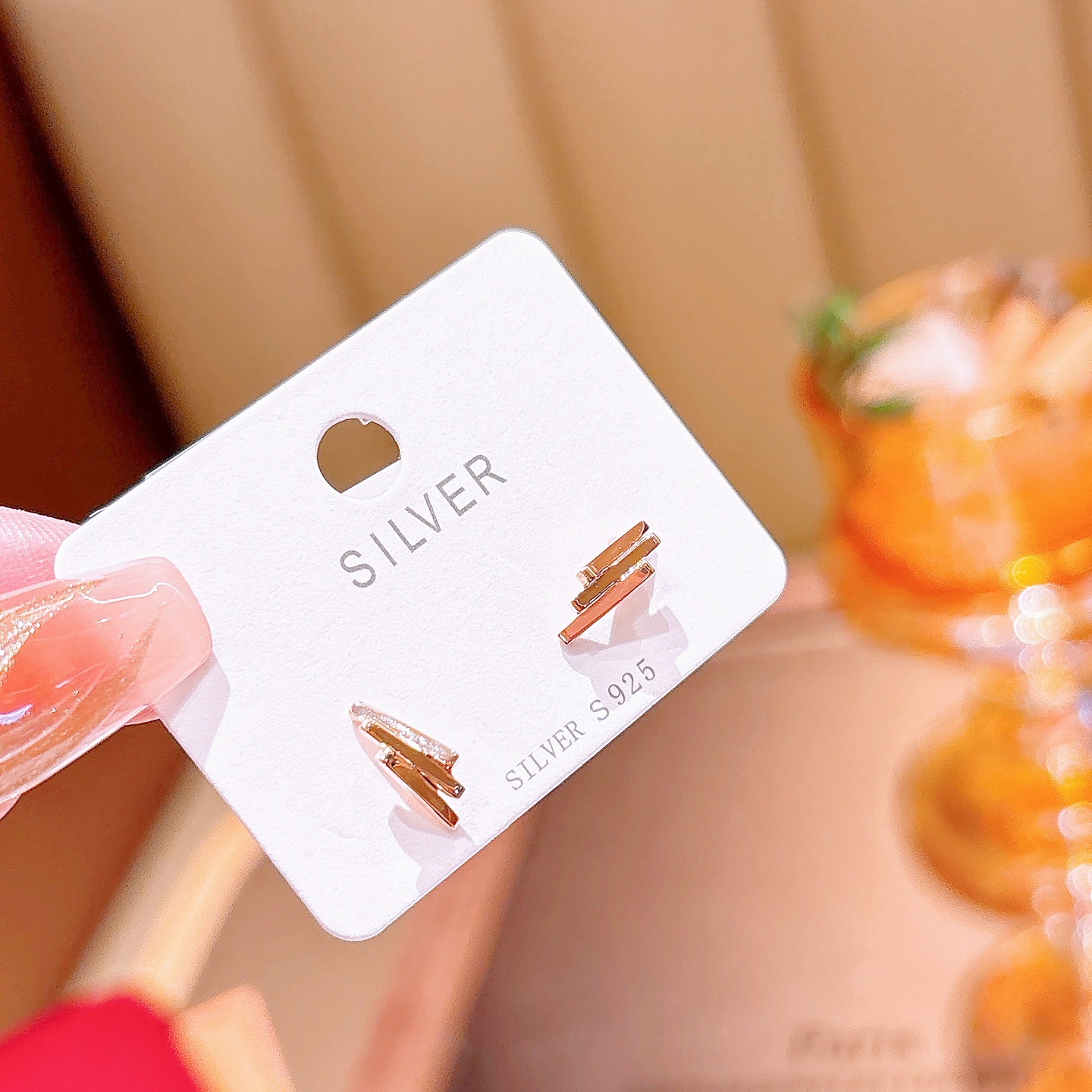 Solid Silver Earrings Light Luxury Graduation Gold