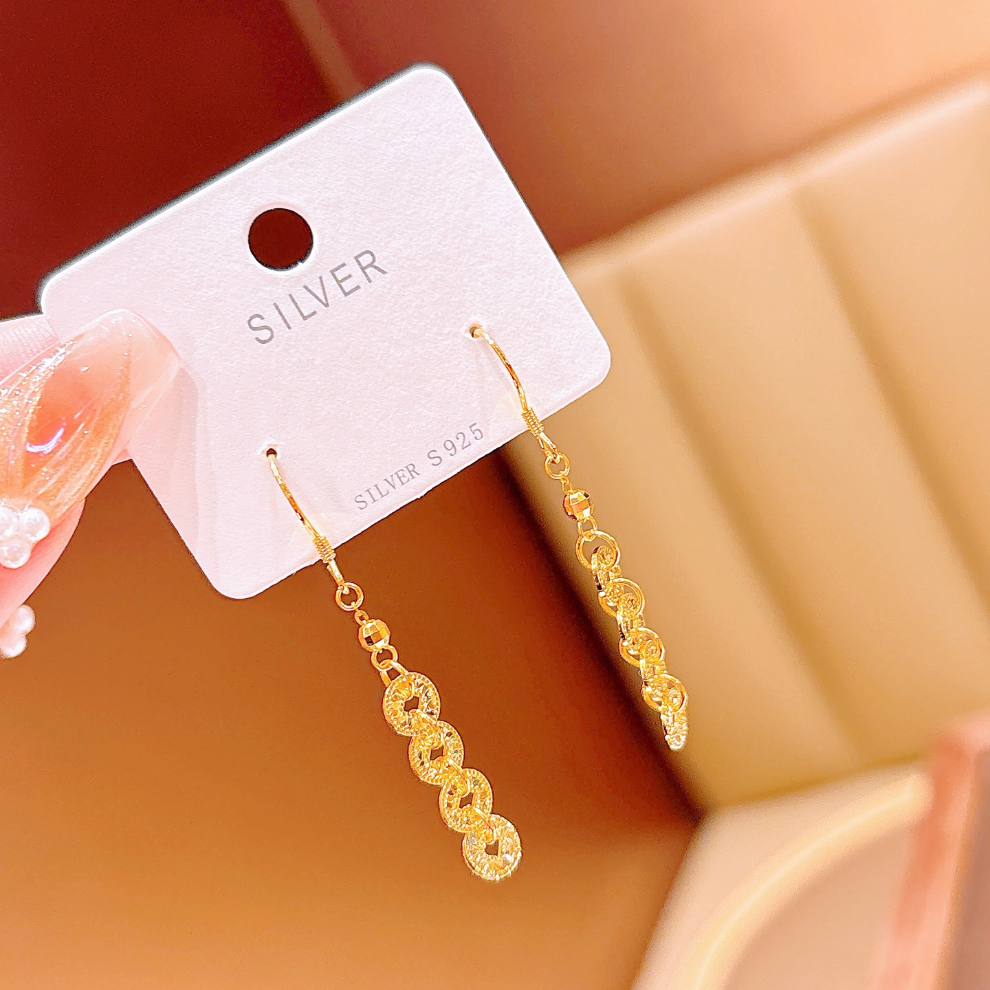 Nickel Free Silver Drop & Thread Earrings Artistic Christmas Silver