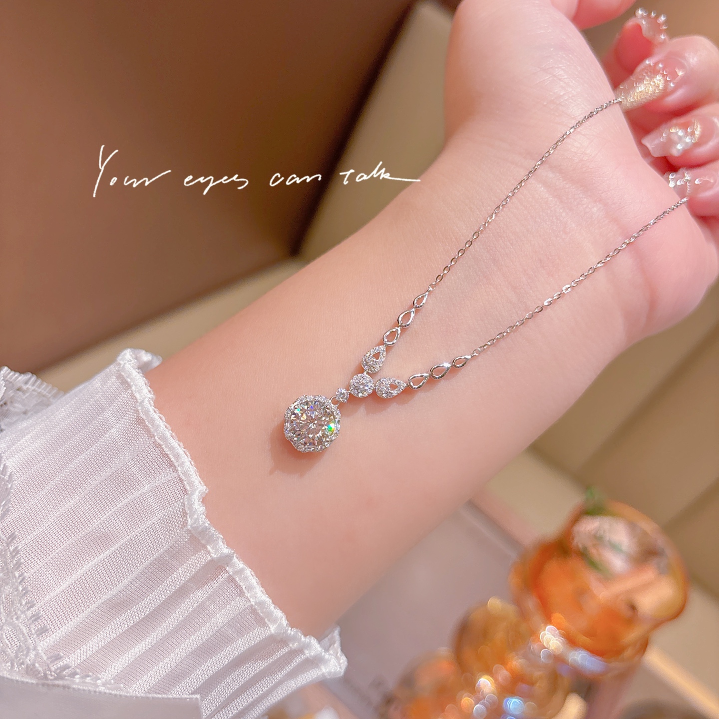 Hypoallergenic Silver Moissanite Necklace Ethereal Graduation Gold