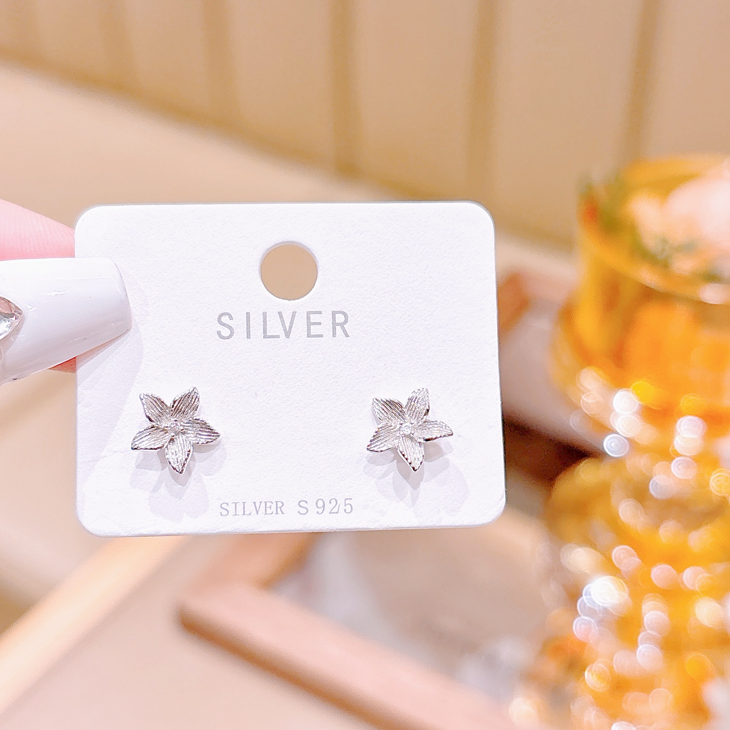 Solid Silver Earrings Unique Office Gold