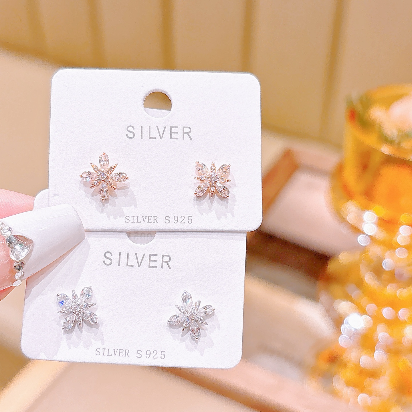 High Polish Silver Earrings Vintage Housewarming Gold