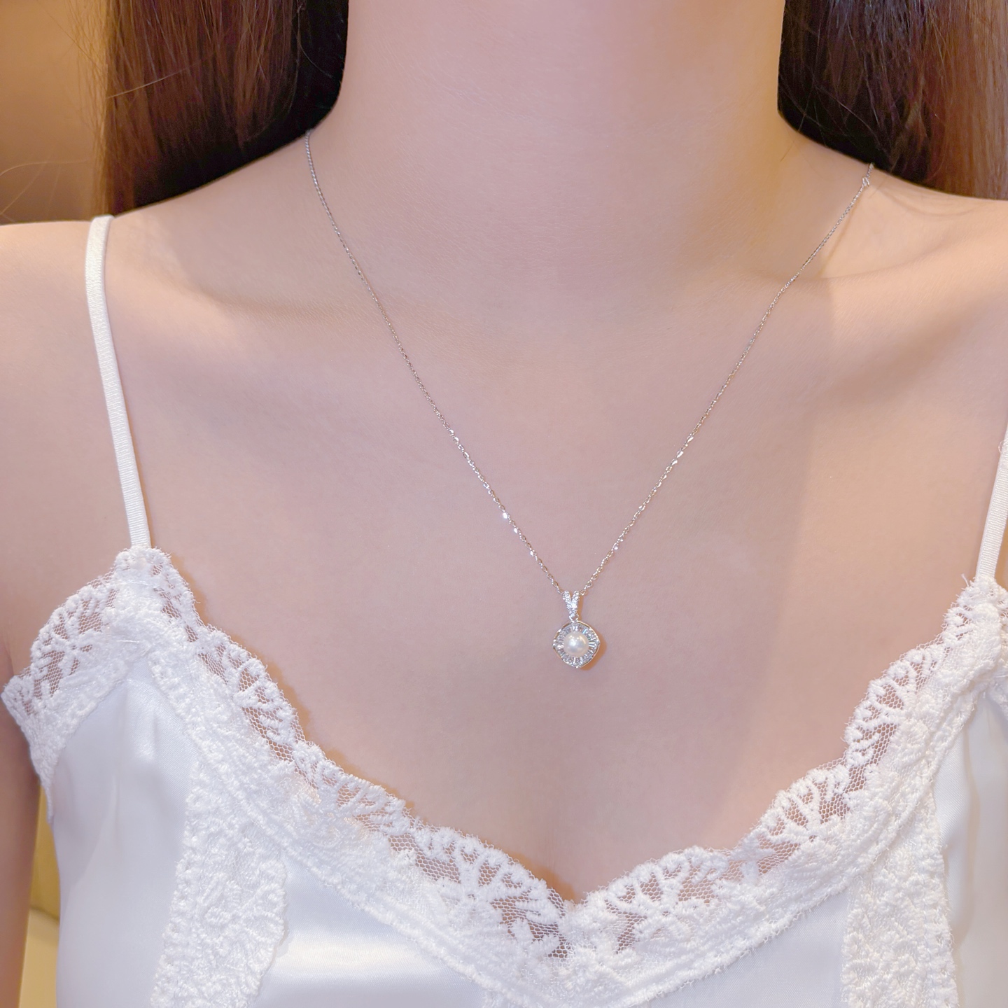 柔らかファインシルバーネックレスシルバー 日常使い