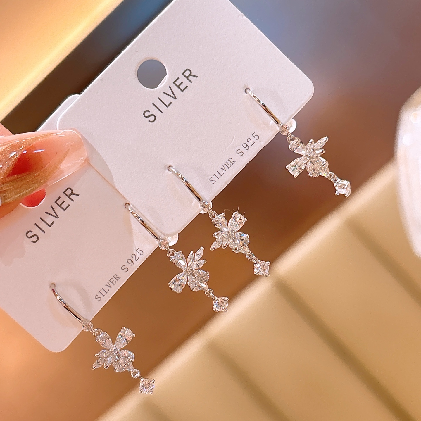 ミニマリストS925スターリングシルバードロップ＆スレッドイヤリングゴールド 誕生日