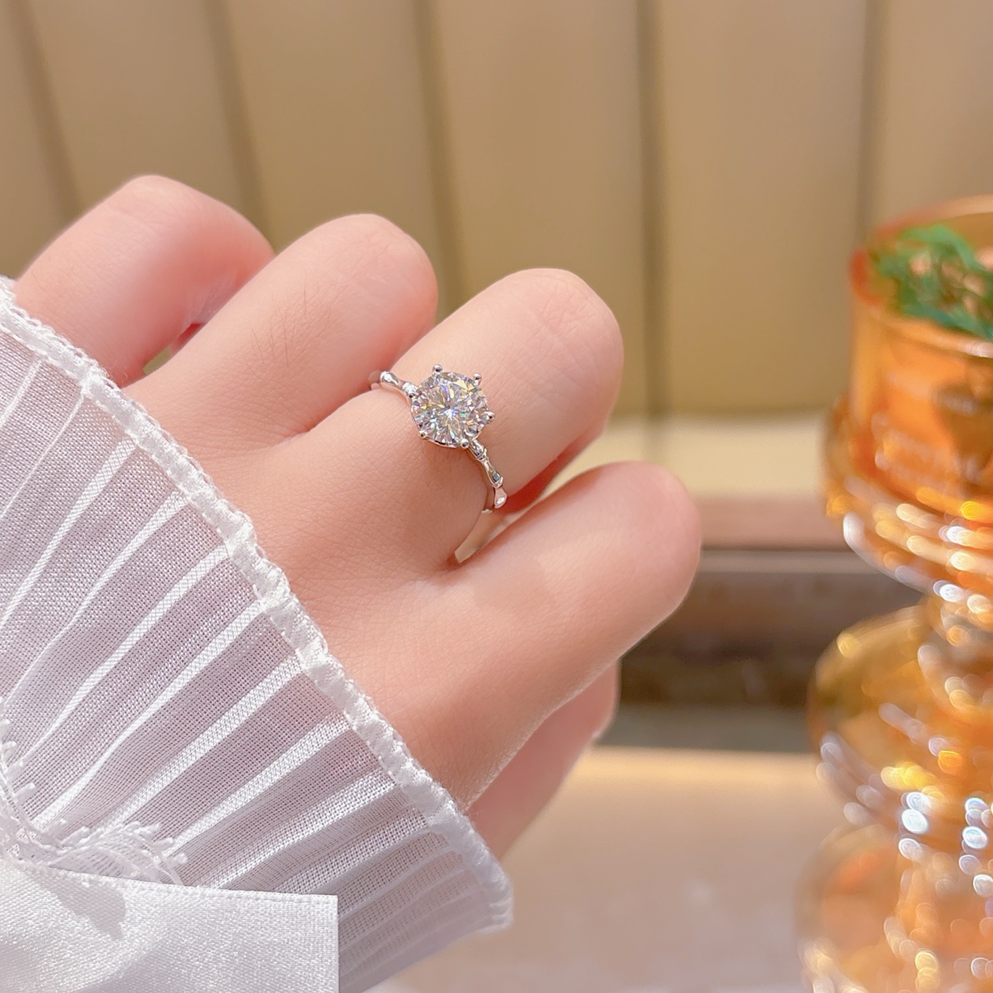 925 Silver Moissanite Ring Ethereal Banquet Silver