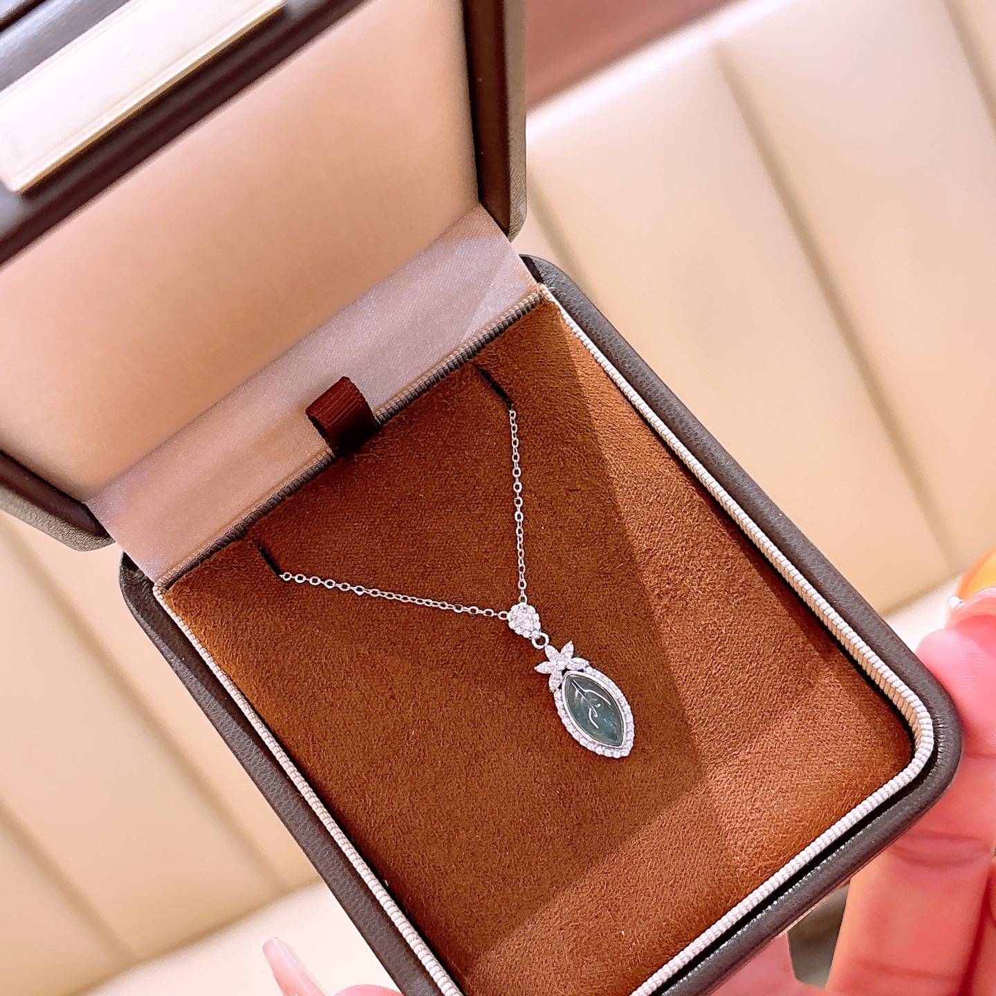 Nickel Free Silver Jadeite Necklace Dainty Father's Day Silver