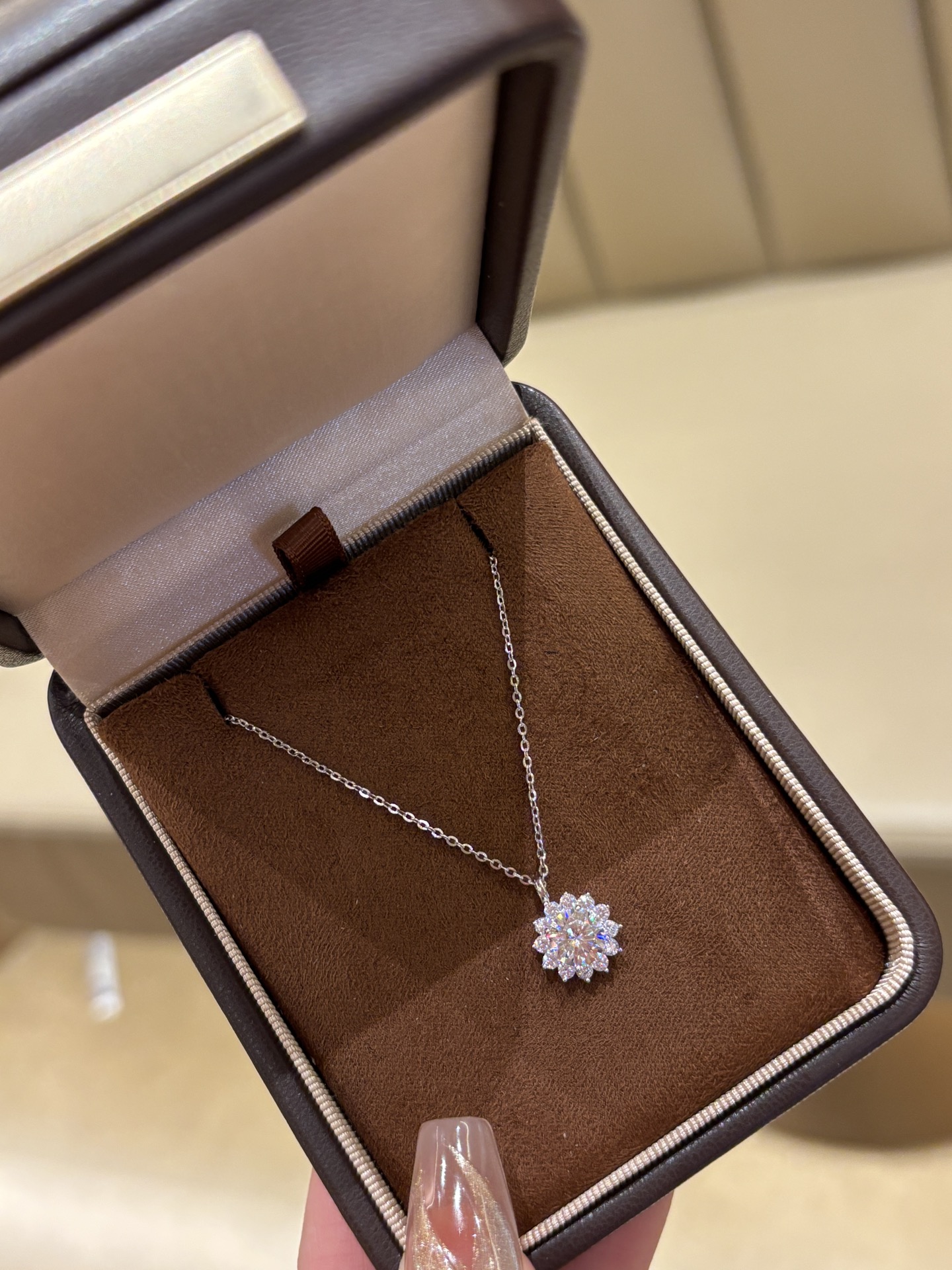 925 Silver Moissanite Necklace Unique Date Night Gold