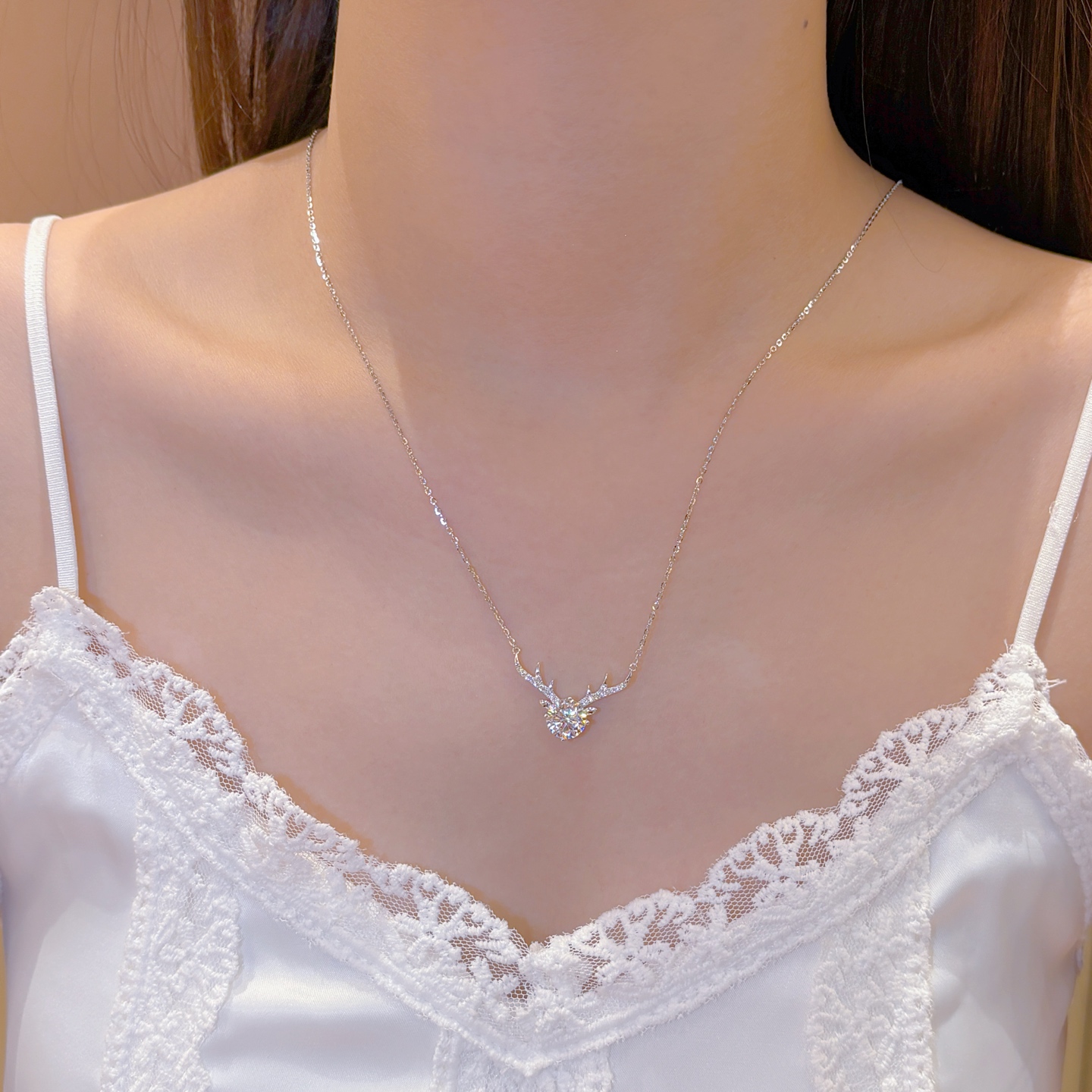 Fine Silver Moissanite Necklace Ultra Minimal Confession Silver