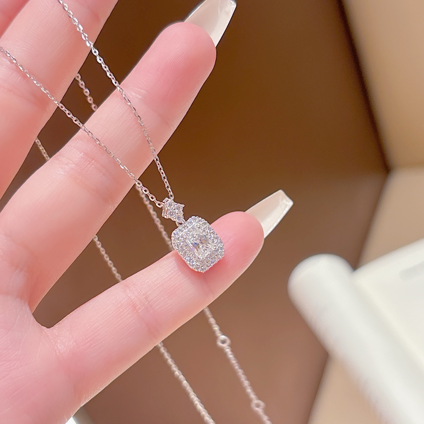 Nickelfreies Silber Moissanit Kette Rein Arbeitsplatz Gold