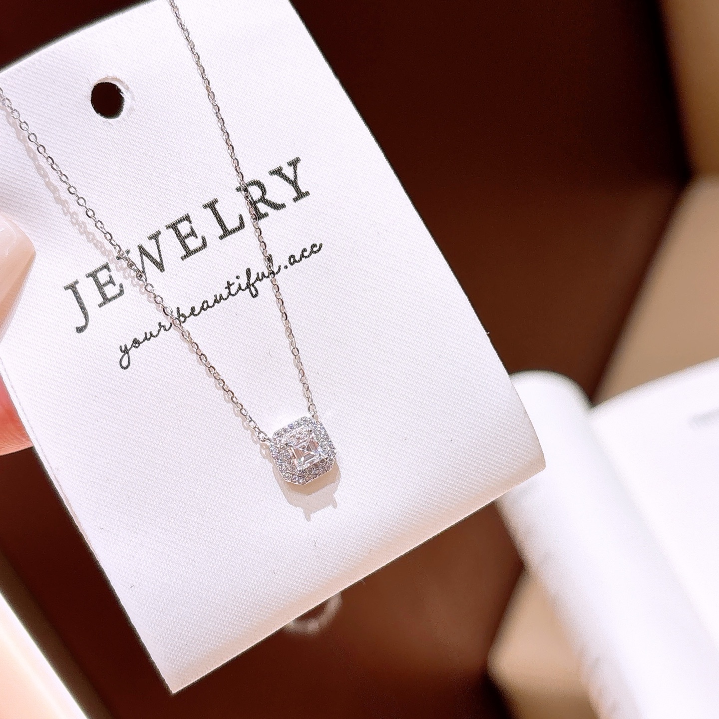 Massivsilber Moissanit Kette Elegant Alltag Silber