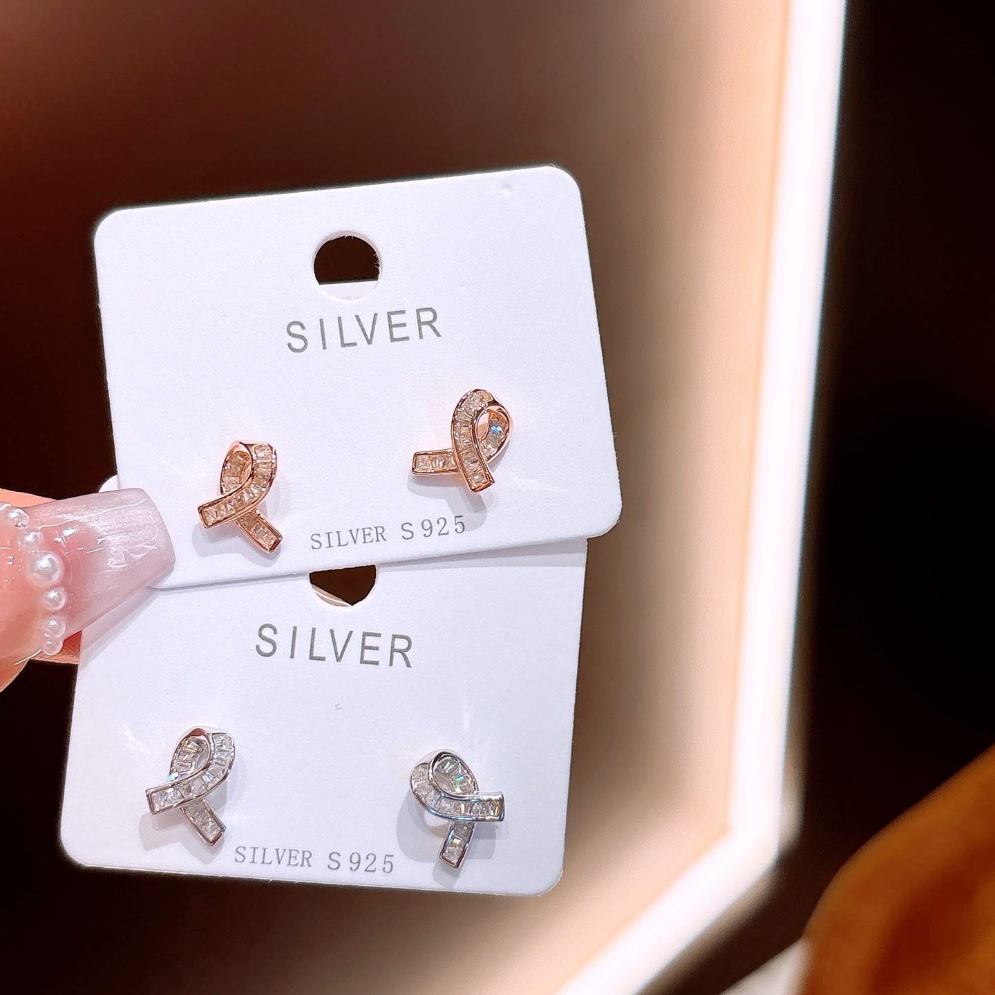 925 Silber Ohrringe Koreanischer Stil Muttergeburtstag Gold