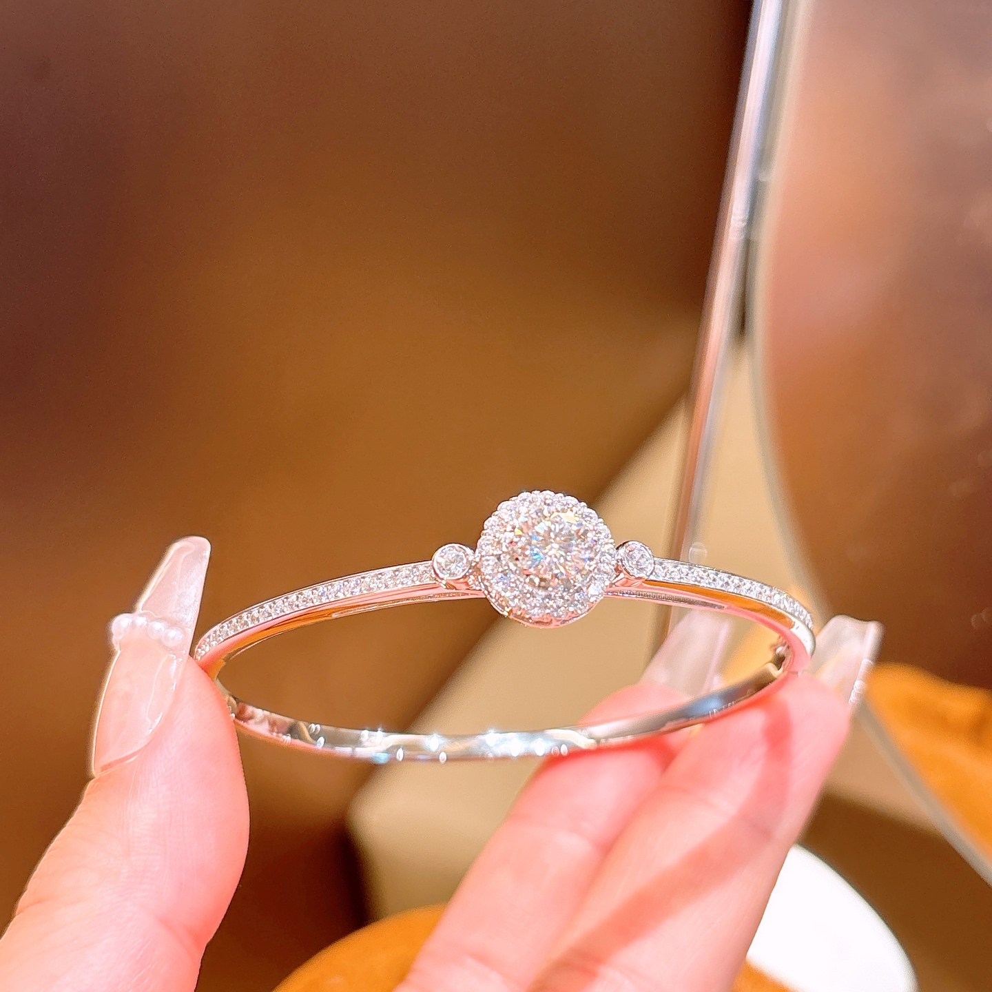 Low Allergy Silver Moissanite Bangle Vintage Self-love Gold