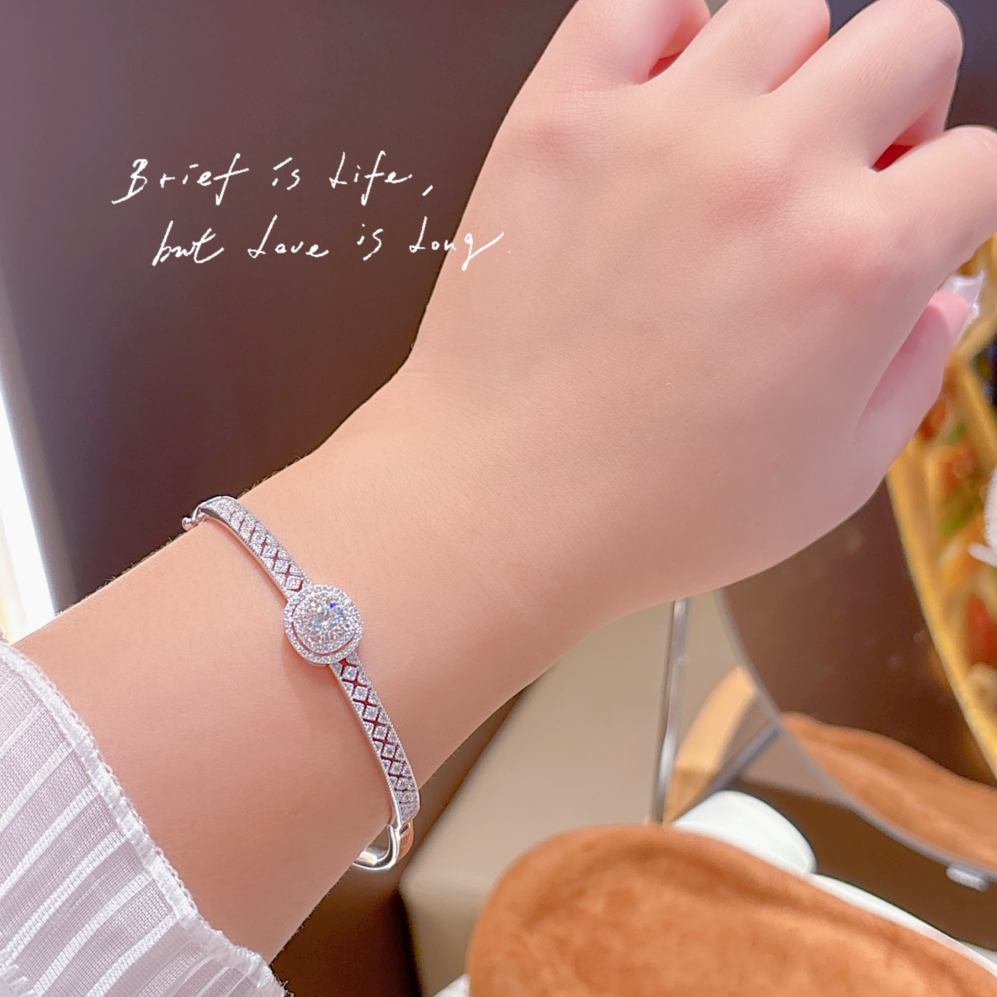 Low Allergy Silver Moissanite Bangle Romantic Office Gold