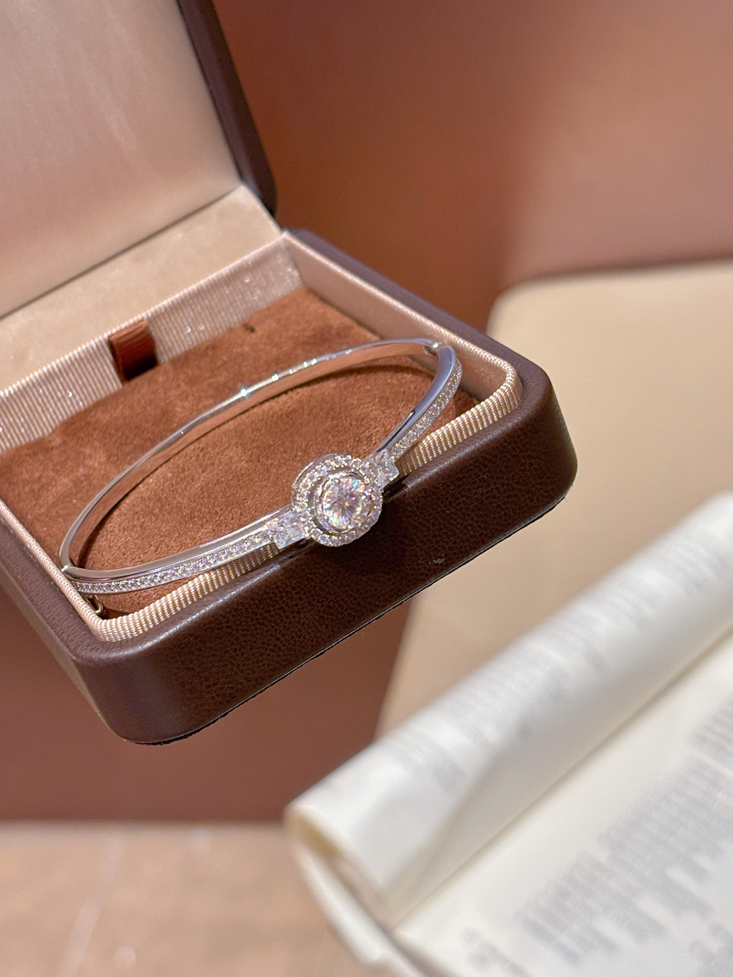 925 Silver Moissanite Bangle Lively Annual Party Gold