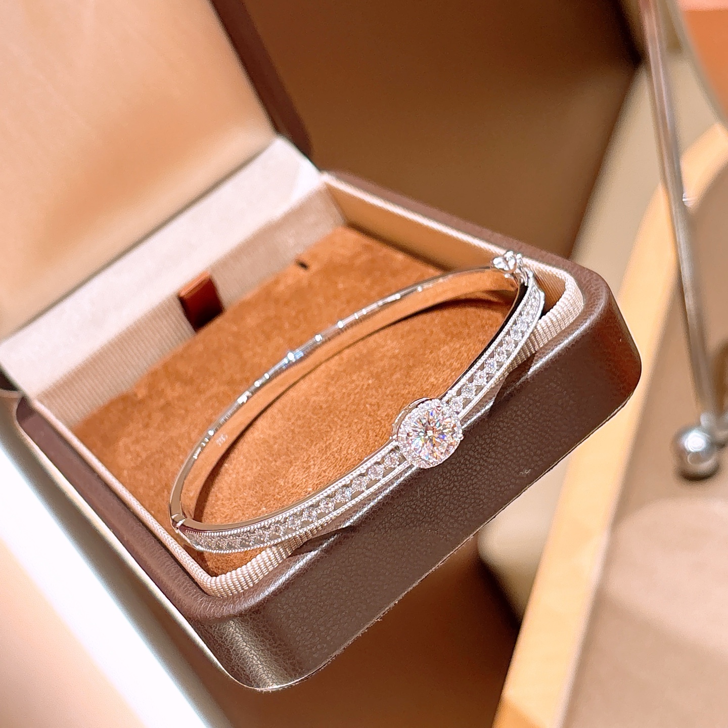 Solid Silver Moissanite Bangle French Graduation Silver