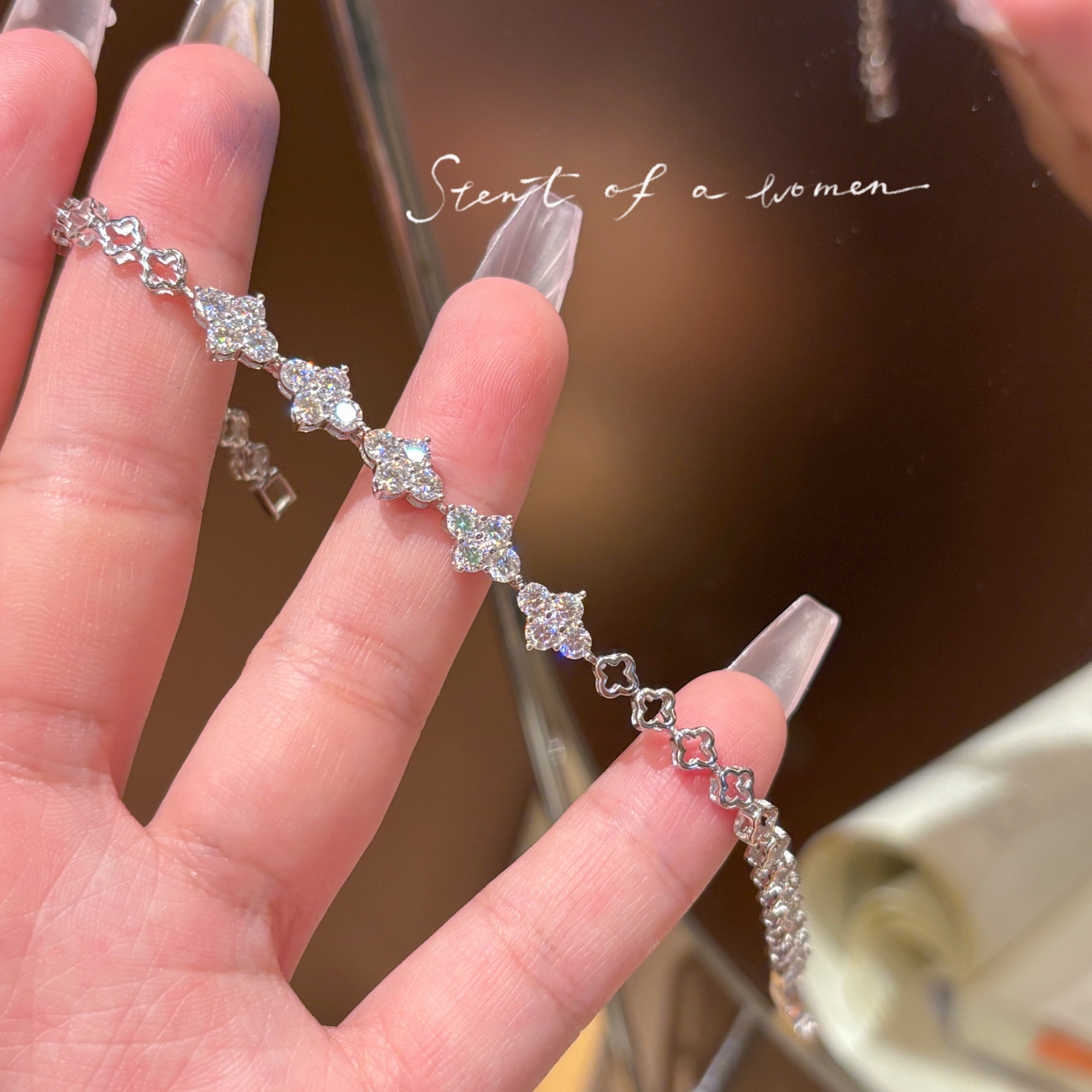 High Polish Silver Moissanite Bracelet Girly Christmas Gold