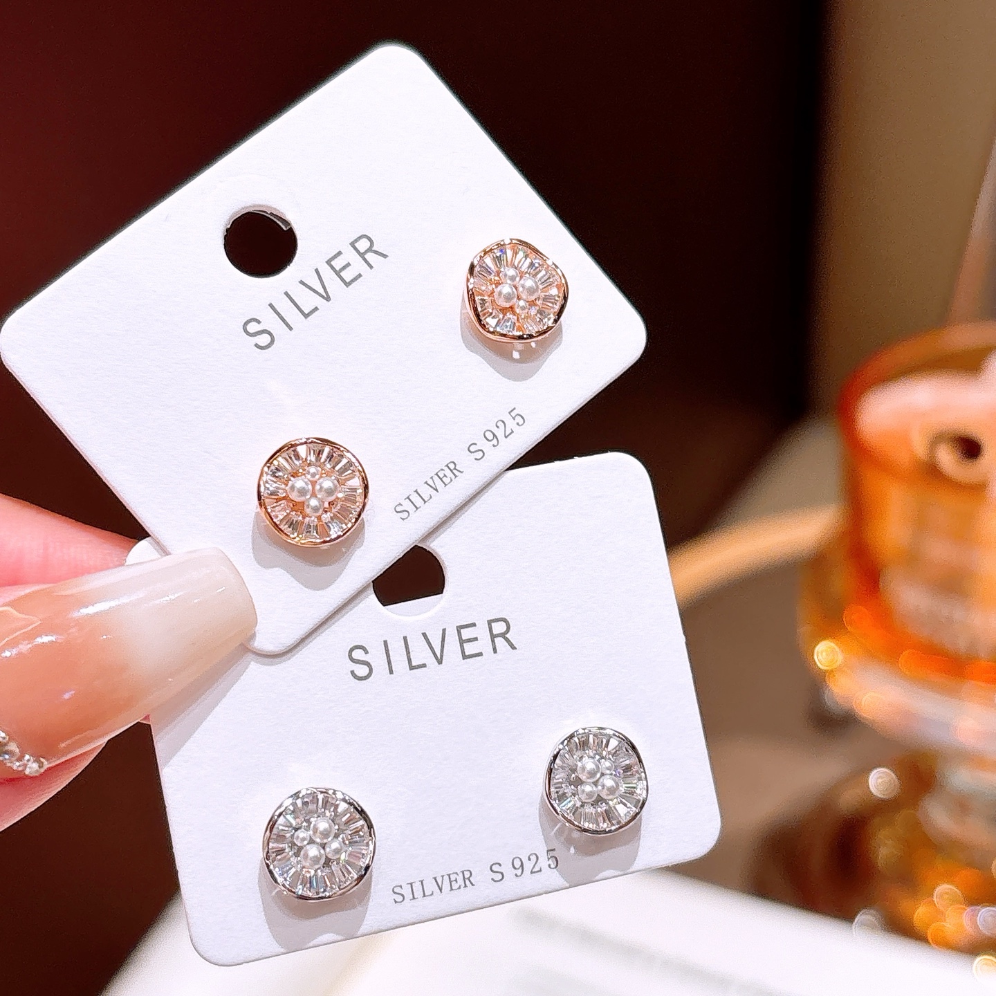 Hypoallergenes Silber Ohrringe Künstlerisch Abschluss Gold