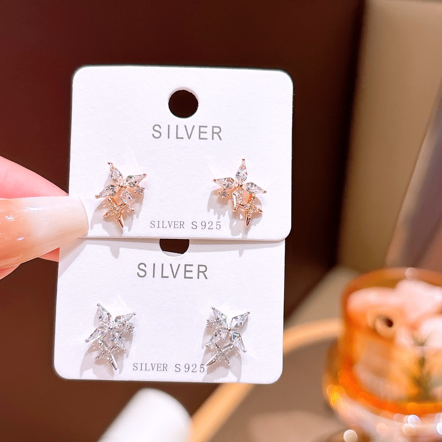 Hypoallergenic Silver Earrings Playful Party Gold