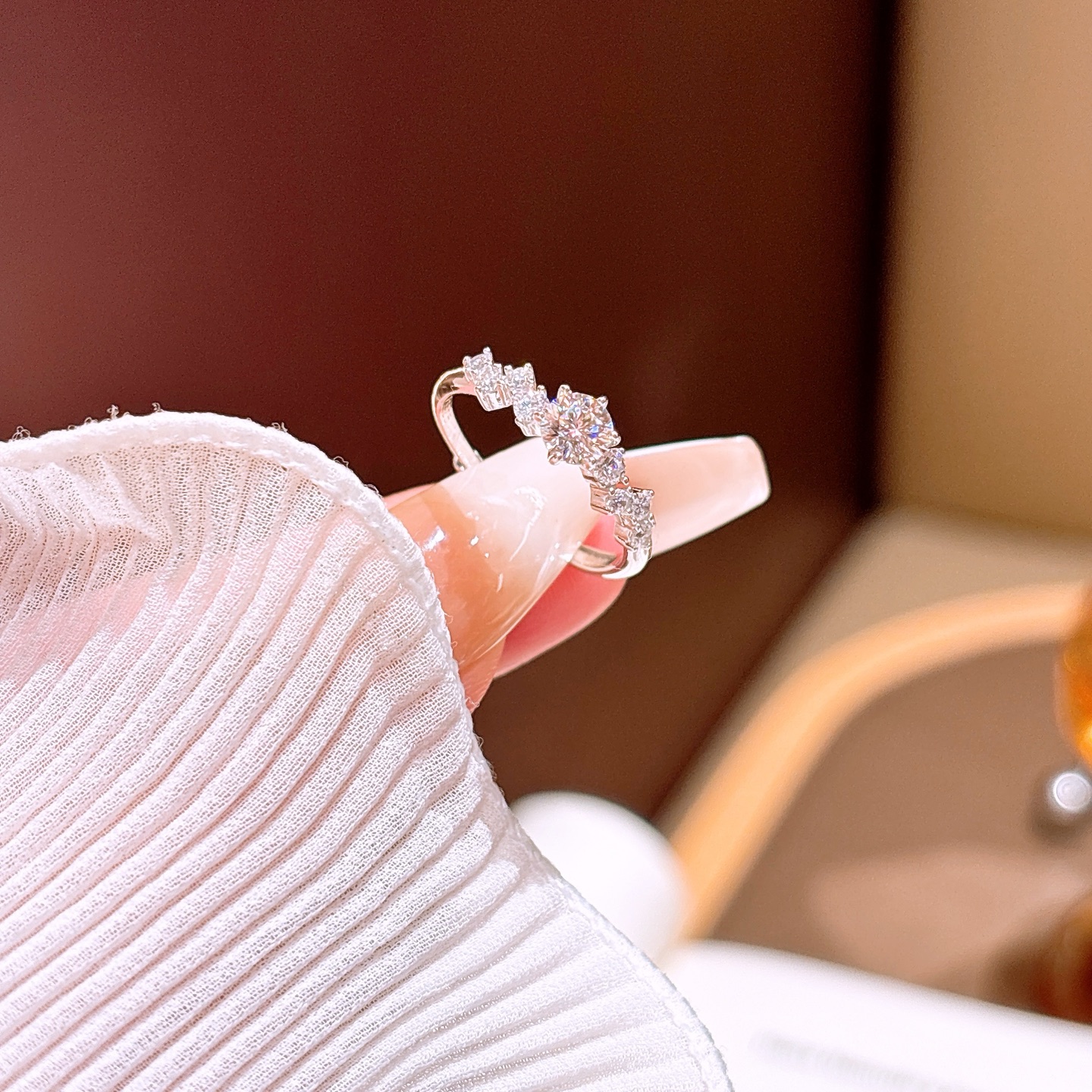 Solid Silver Moissanite Ring Unique Party Gold