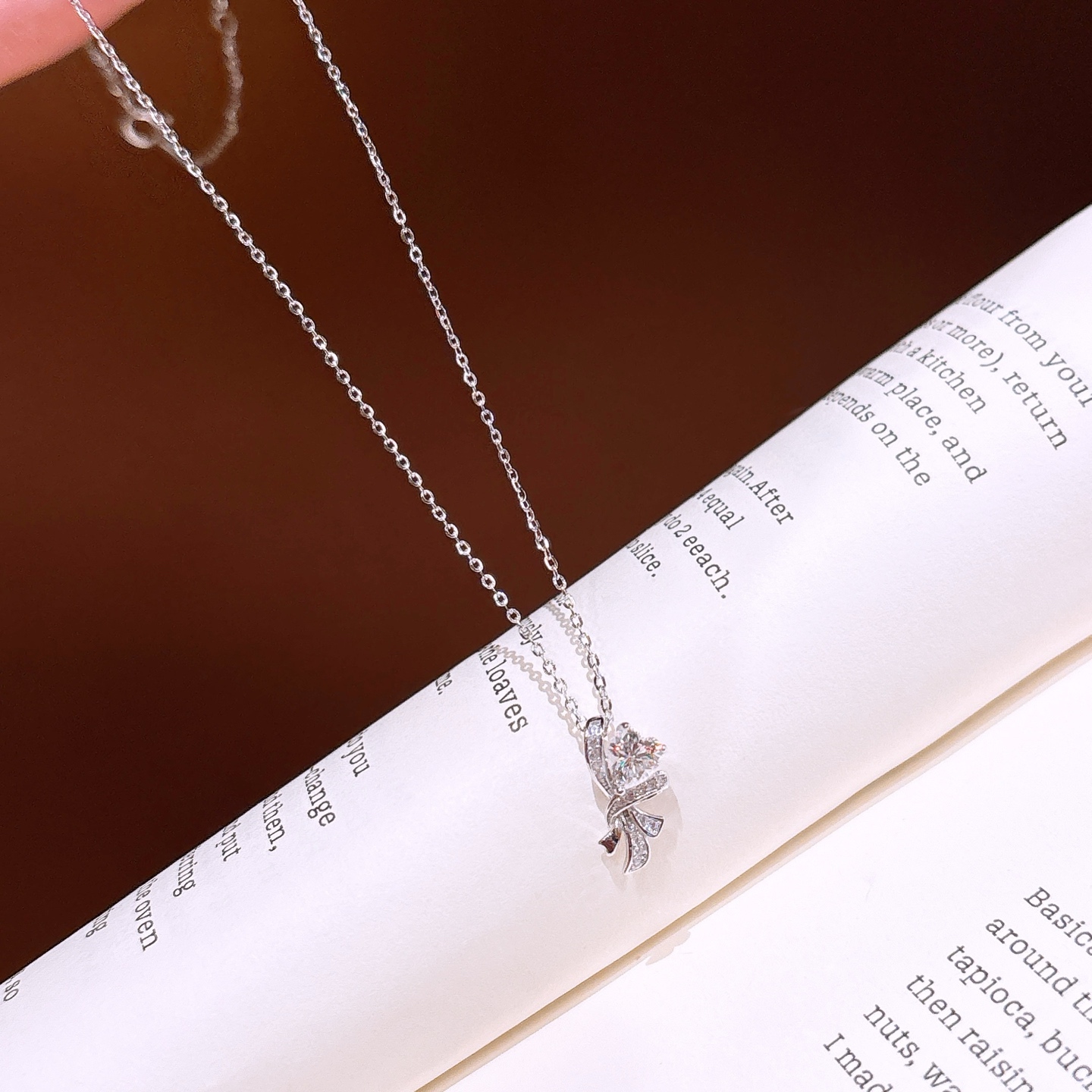High Polish Silver Moissanite Necklace Delicate Wedding Registration