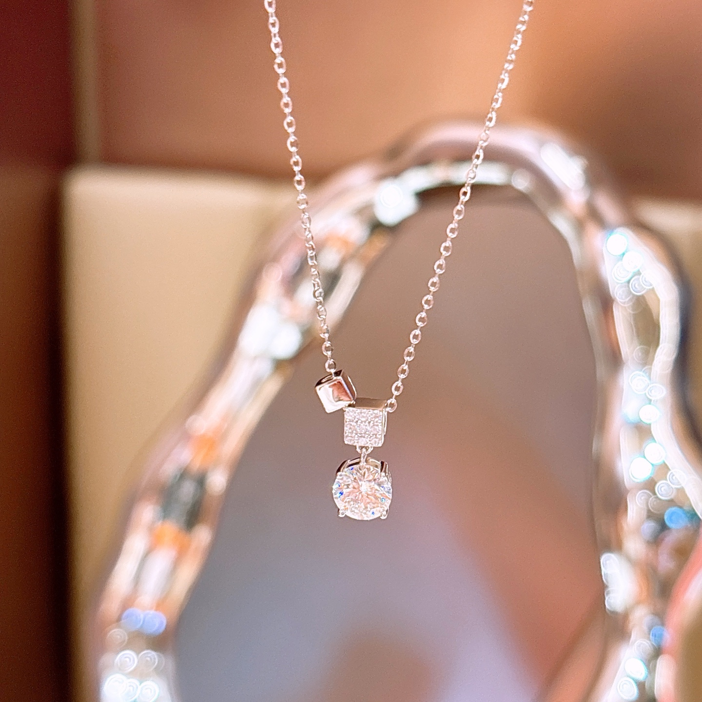 S925 Sterling Silver Moissanite Necklace Elegant Anniversary Gold