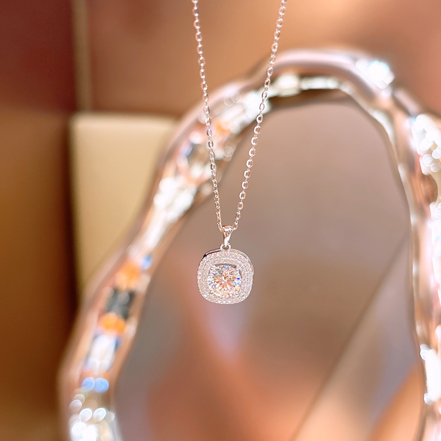 Hypoallergenic Silver Moissanite Necklace Lively Anniversary Silver