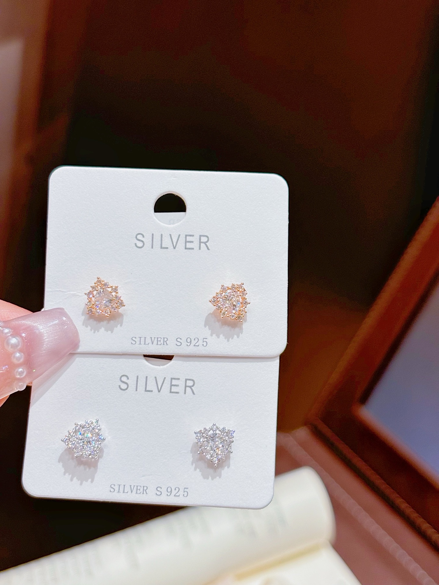 S925 Sterling Silver Earrings Light Luxury Wedding Silver