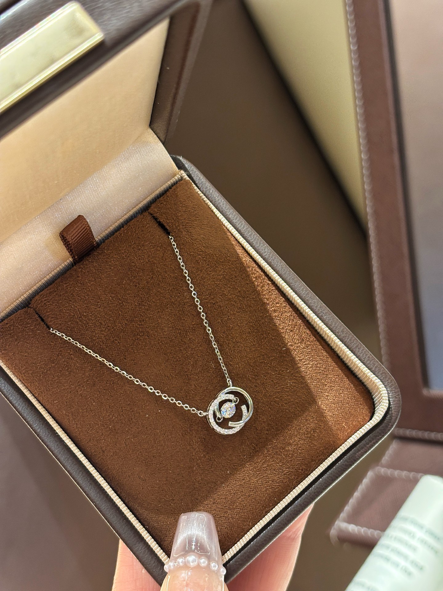 High Polish Silver Moissanite Necklace Korean Style Graduation Gold