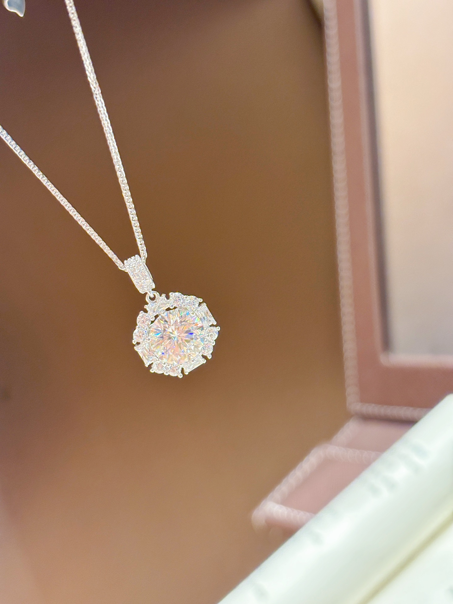 Fine Silver Moissanite Necklace Forest Office Silver