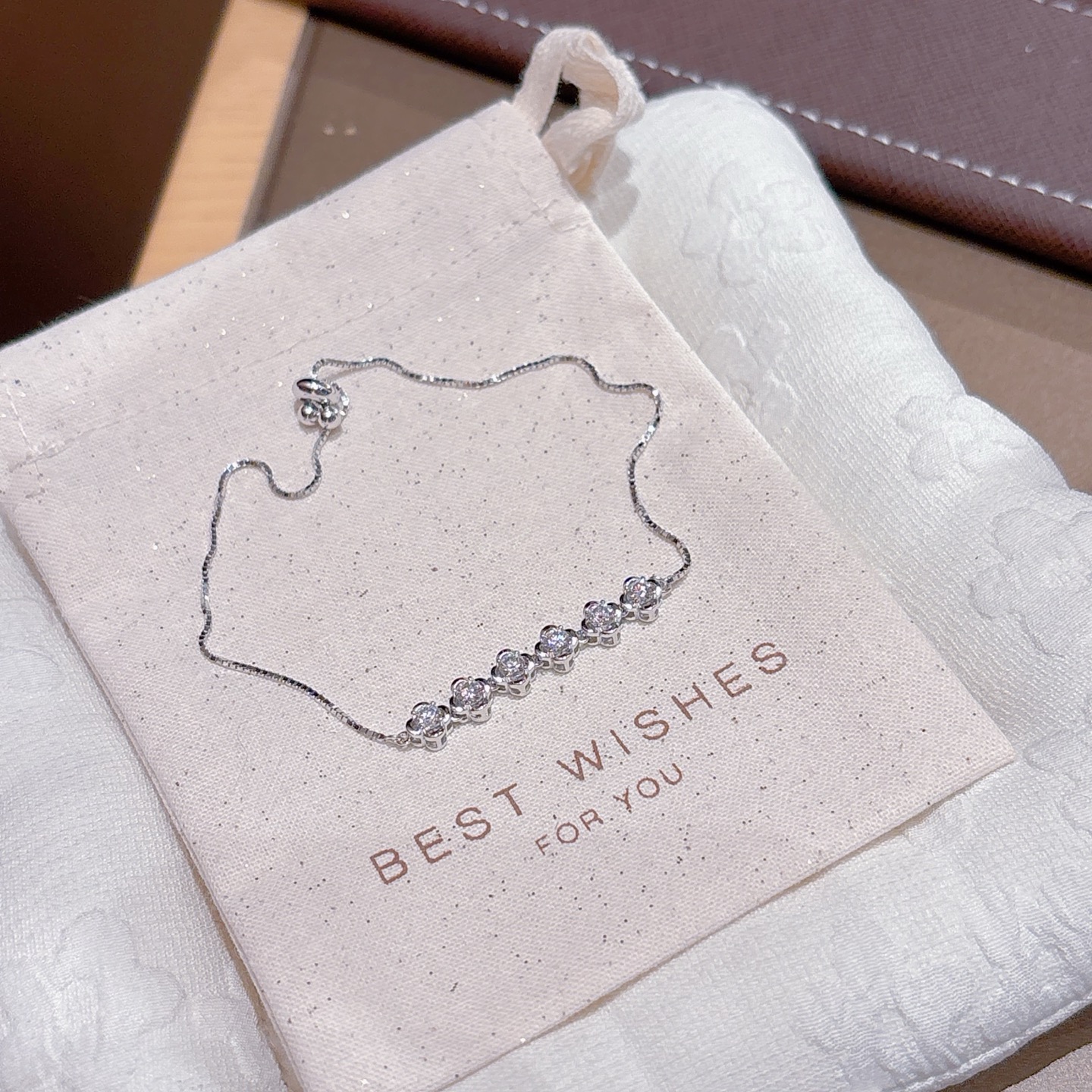 Fine Silver Moissanite Bracelet Delicate Workplace Silver