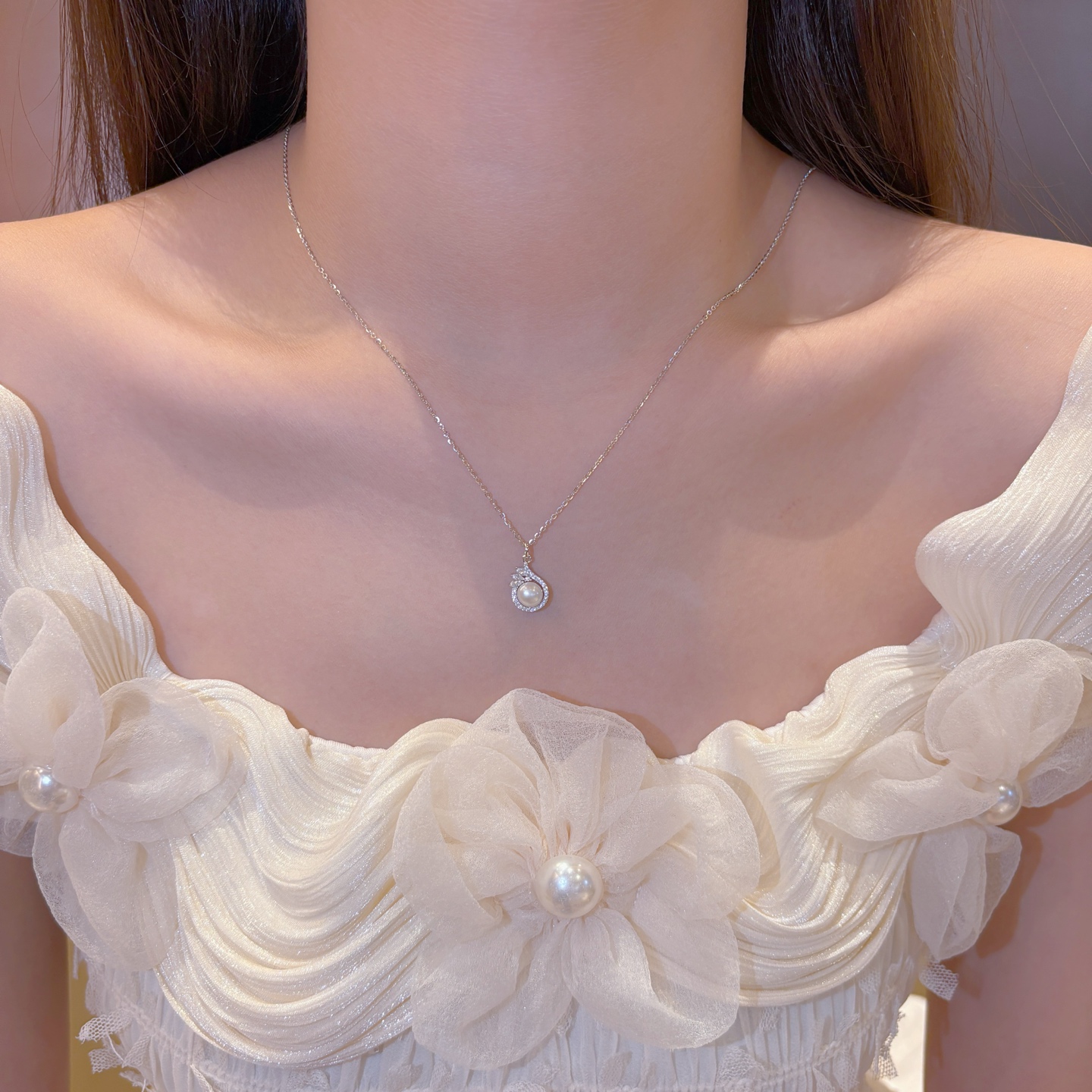 Solid Silver Necklace Korean Style Travel Gold