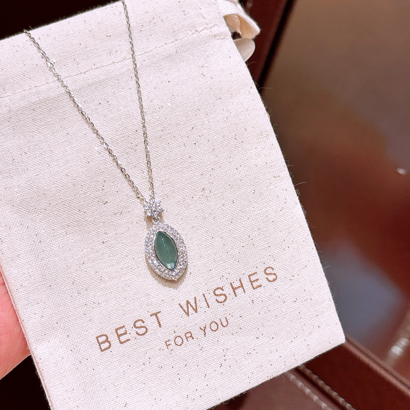 925 Silver Jadeite Necklace Korean Style New Year Silver