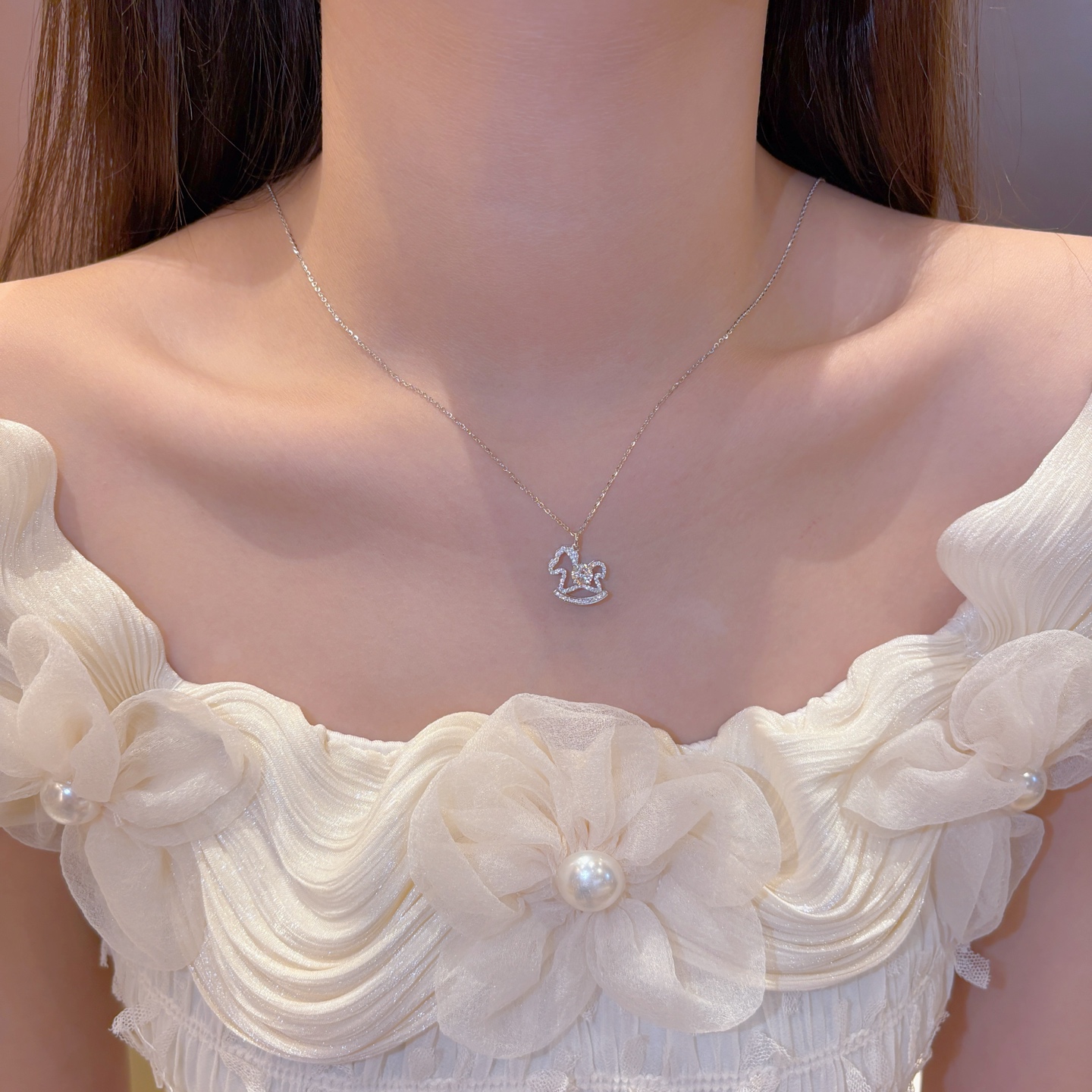 Solid Silver Moissanite Necklace Romantic Date Night Silver