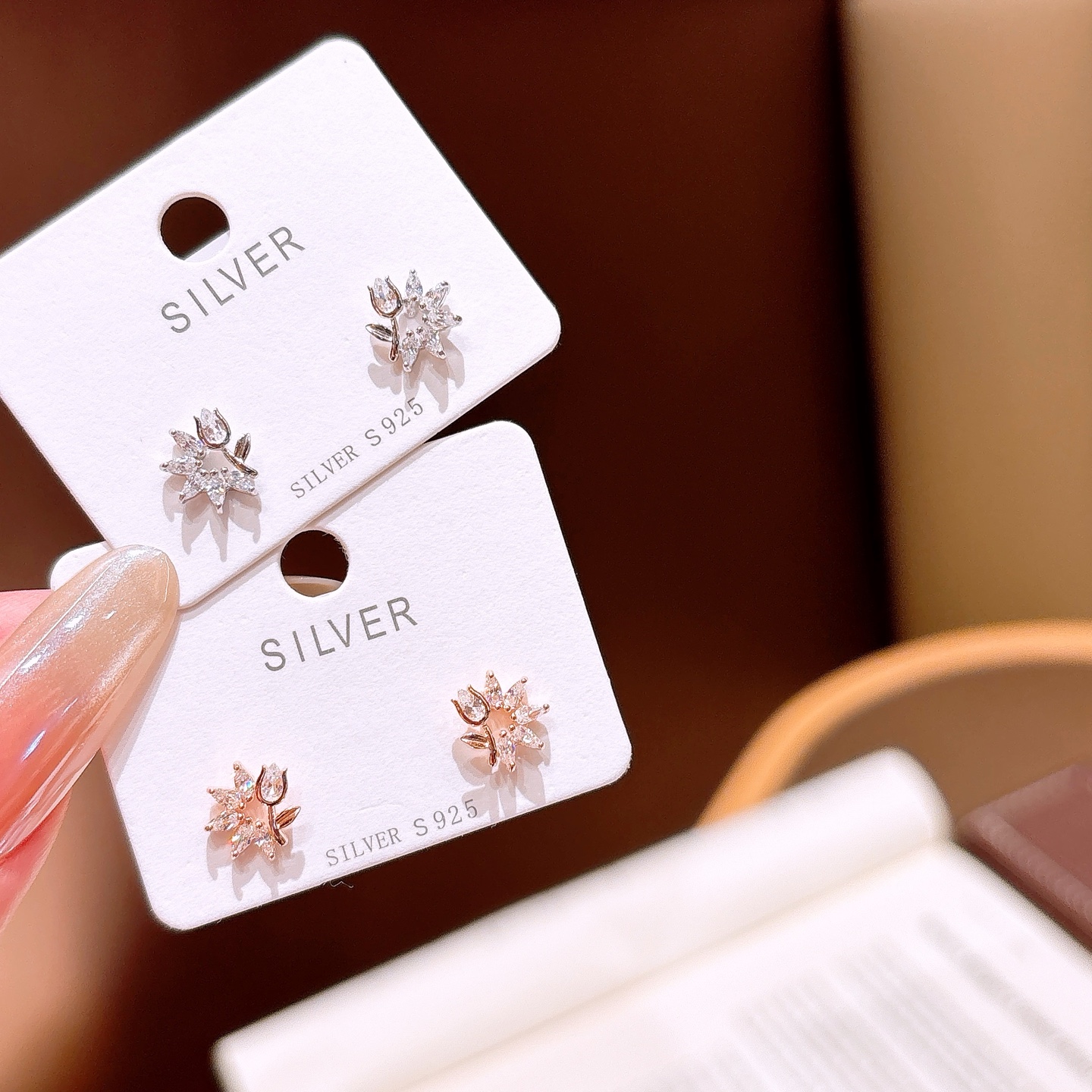 Hypoallergenic Silver Earrings Forest Travel Gold