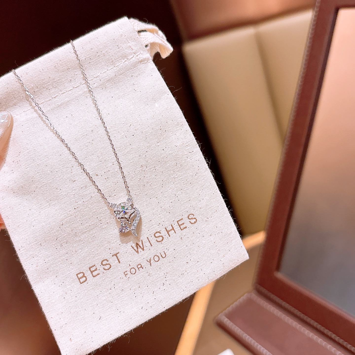 925 Silver Moissanite Necklace Soft Travel Gold