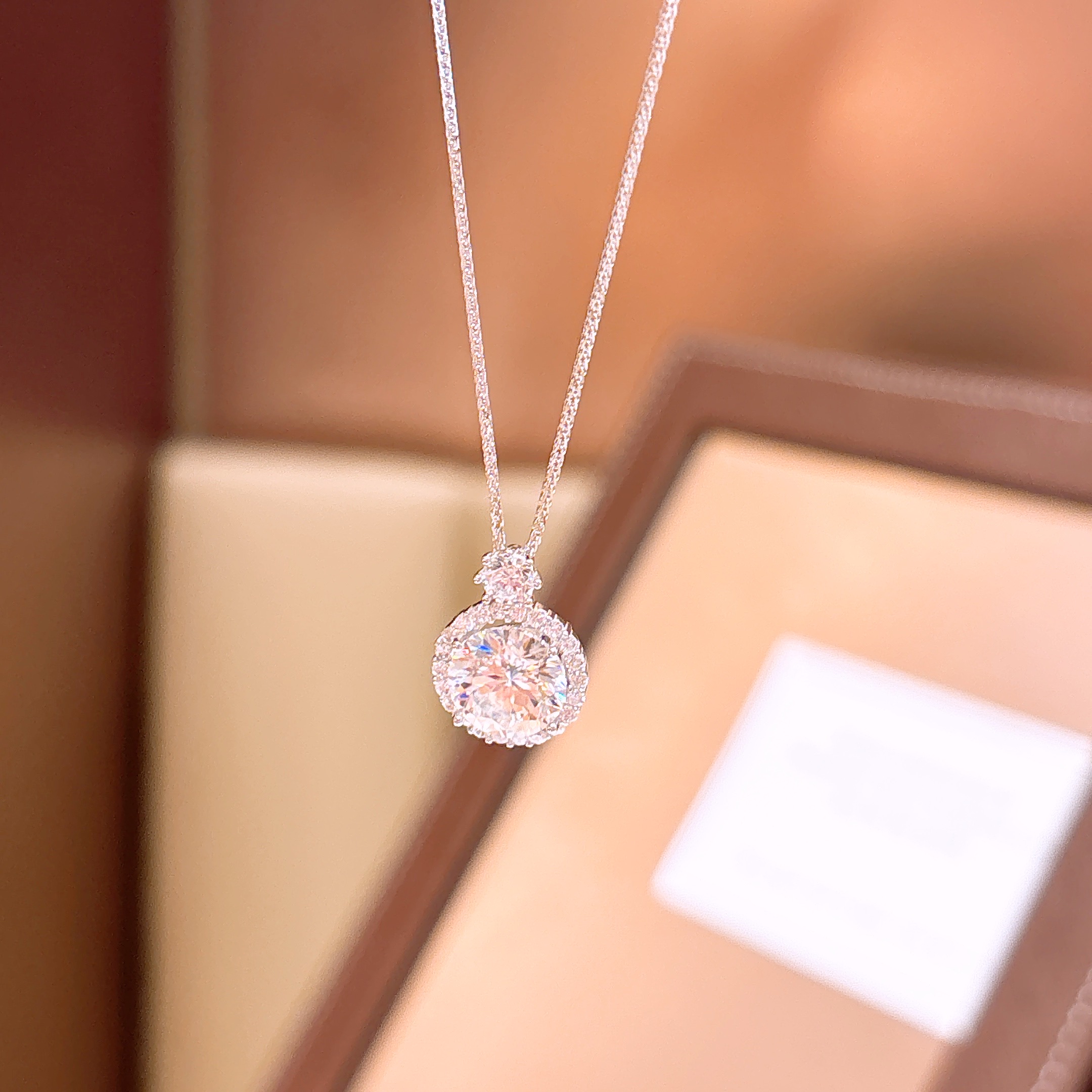 Fine Silver Moissanite Necklace Playful Birthday Gold