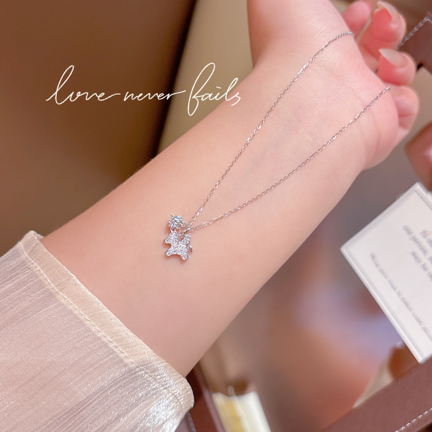 Fine Silver Moissanite Necklace Elegant Workplace Gold