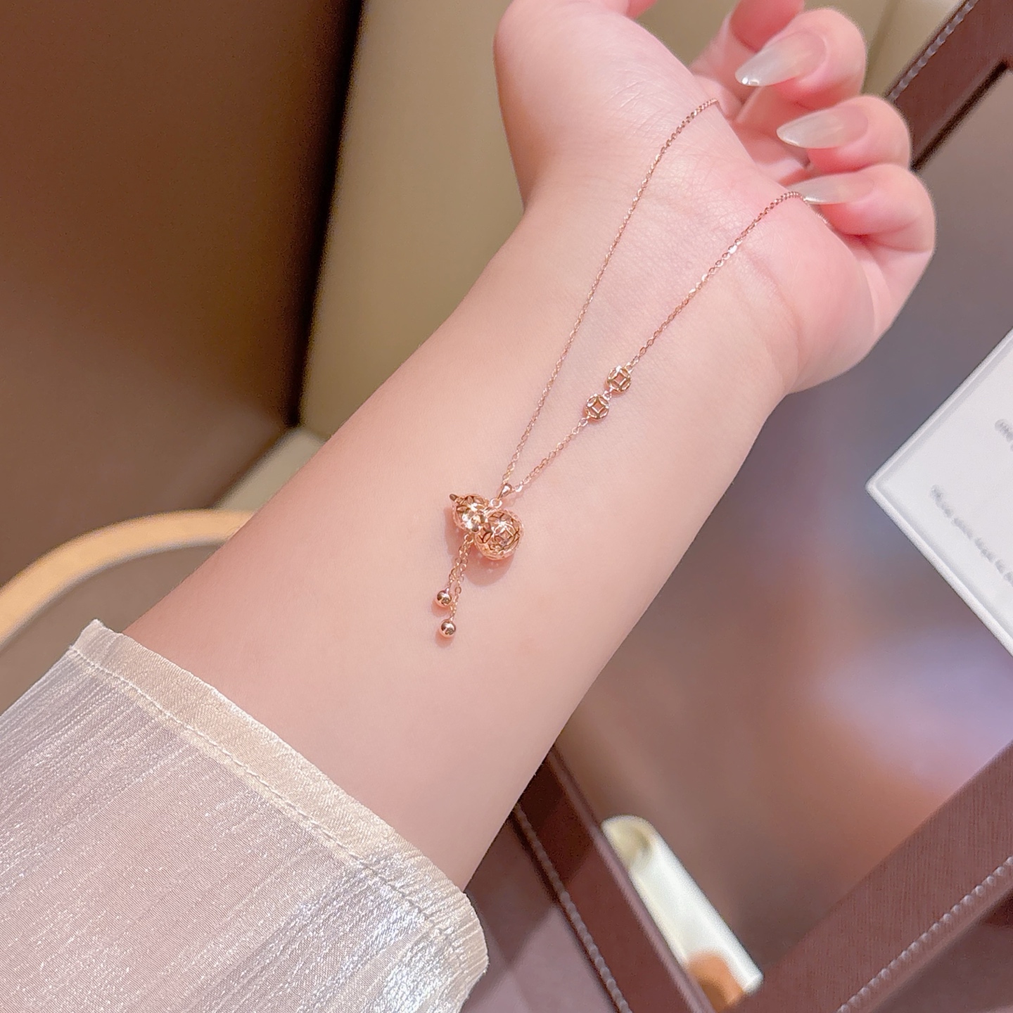 S925 Sterling Silver Necklace Fashion Father's Day Gold