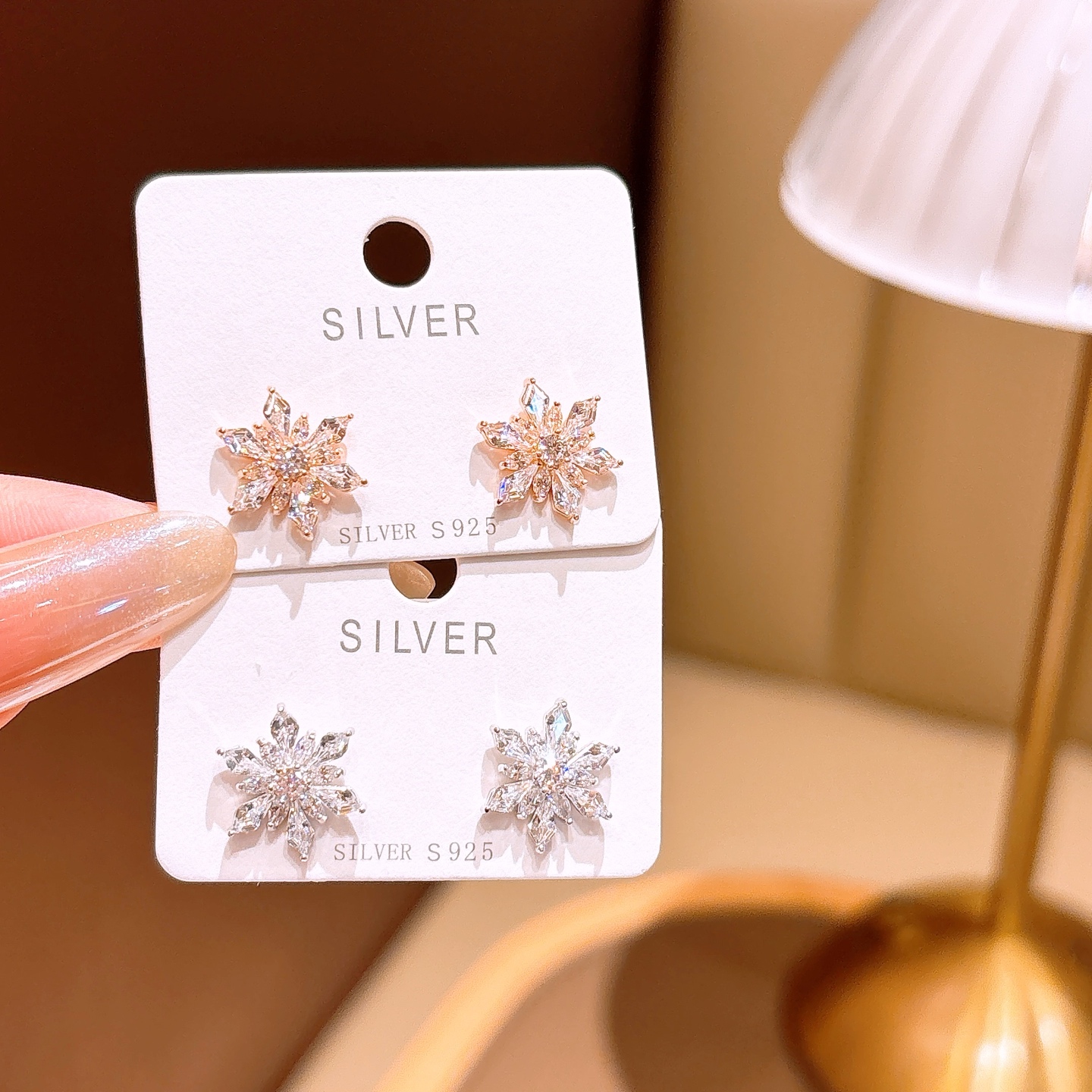 S925 Sterling Silver Earrings Intellectual Wedding Registration Silver