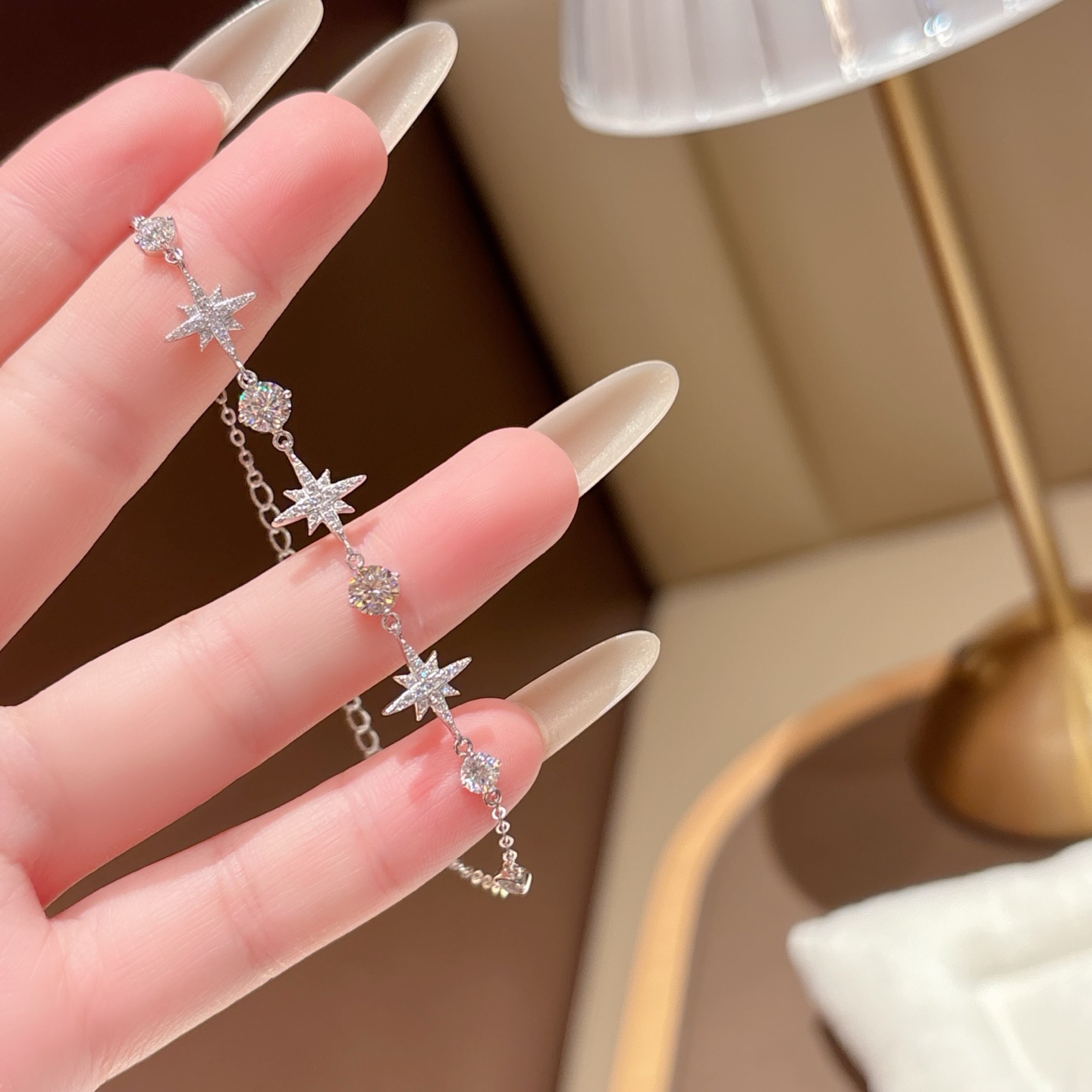 Fine Silver Moissanite Bracelet Girly Anniversary Gold