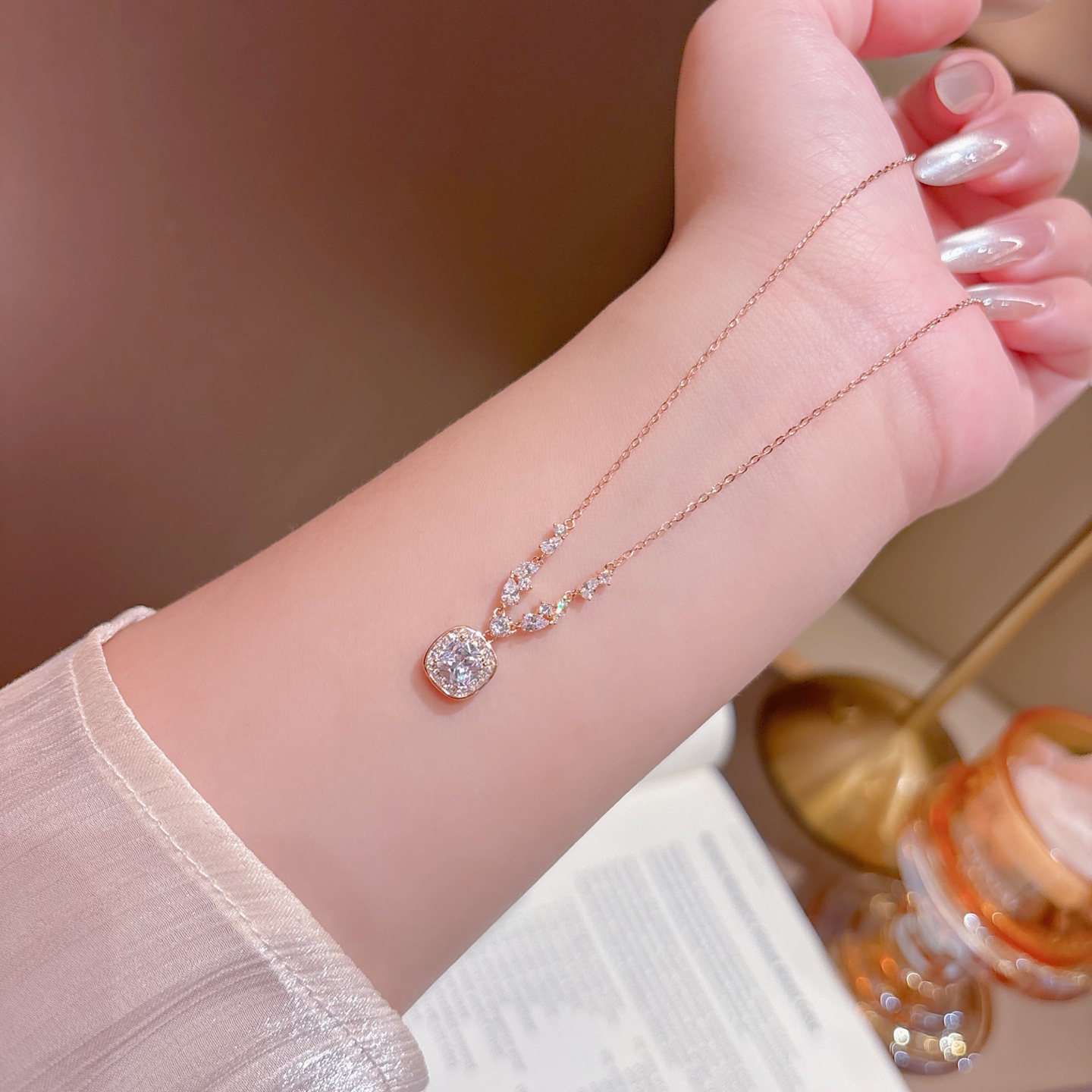 Fine Silver Necklace Ethereal Wedding Gold