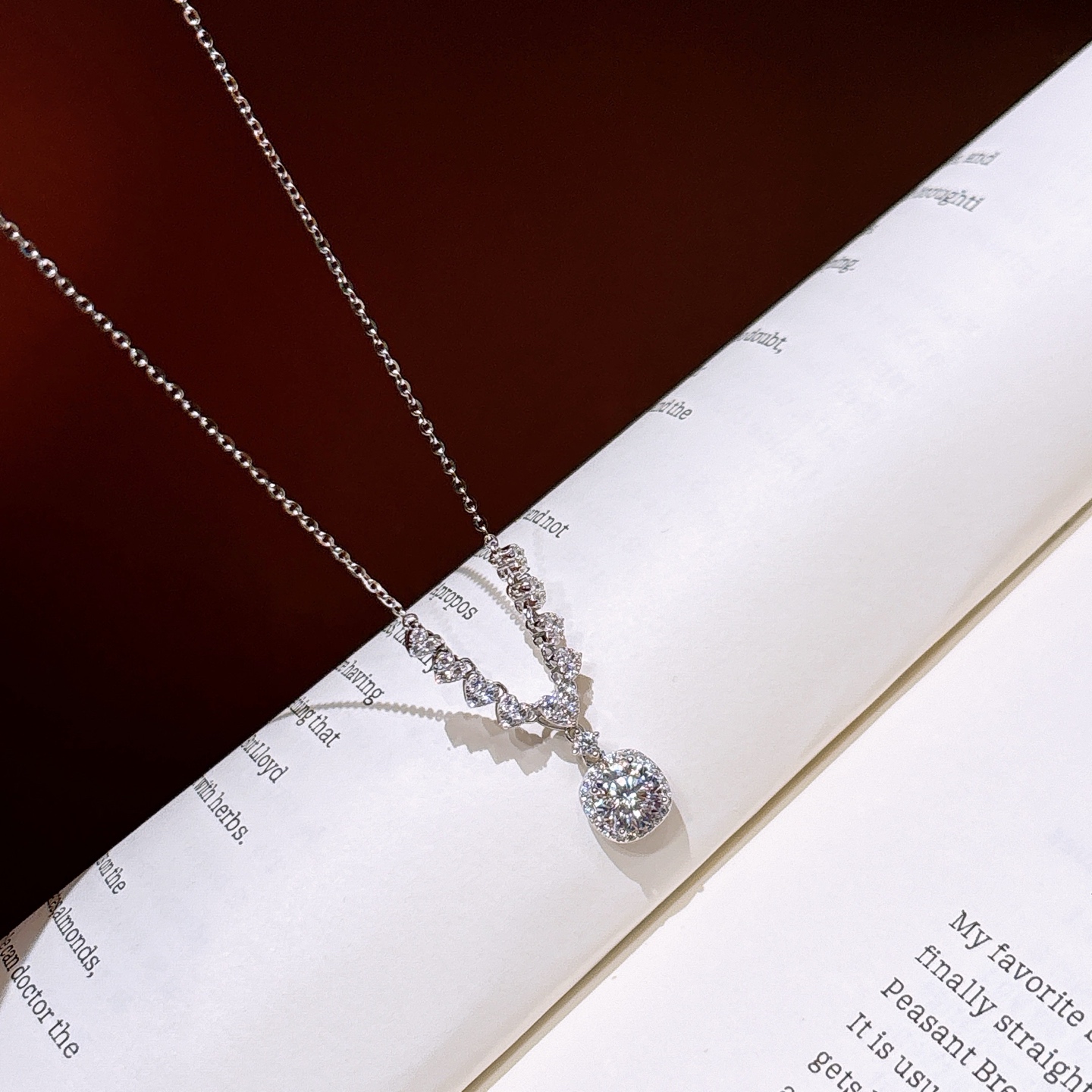 Hochglanzpoliertes Silber Moissanit Kette Ätherisch Muttertag Silber