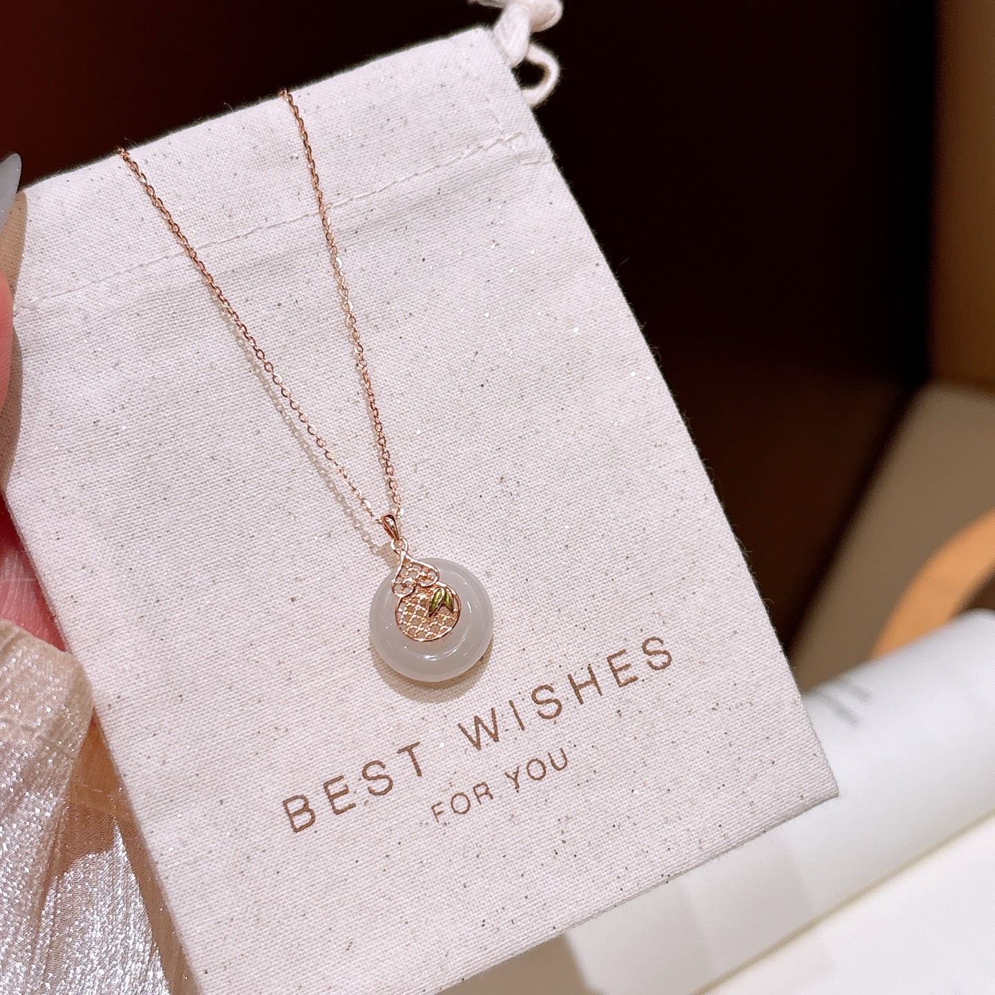 S925 Sterling Silver Hetian Jade Necklace Ethereal Wedding Registration